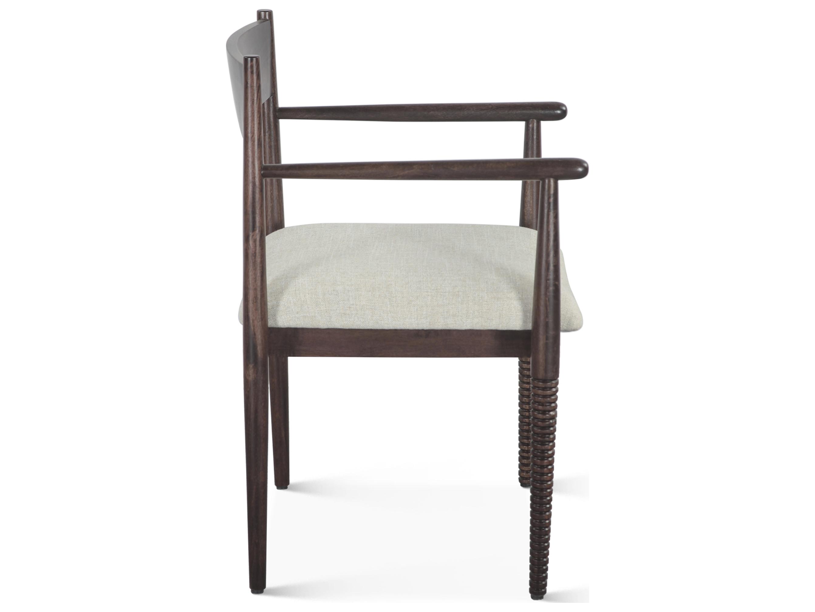 World Interiors Provence Mango Wood Brown Upholstered Arm Dining Chair