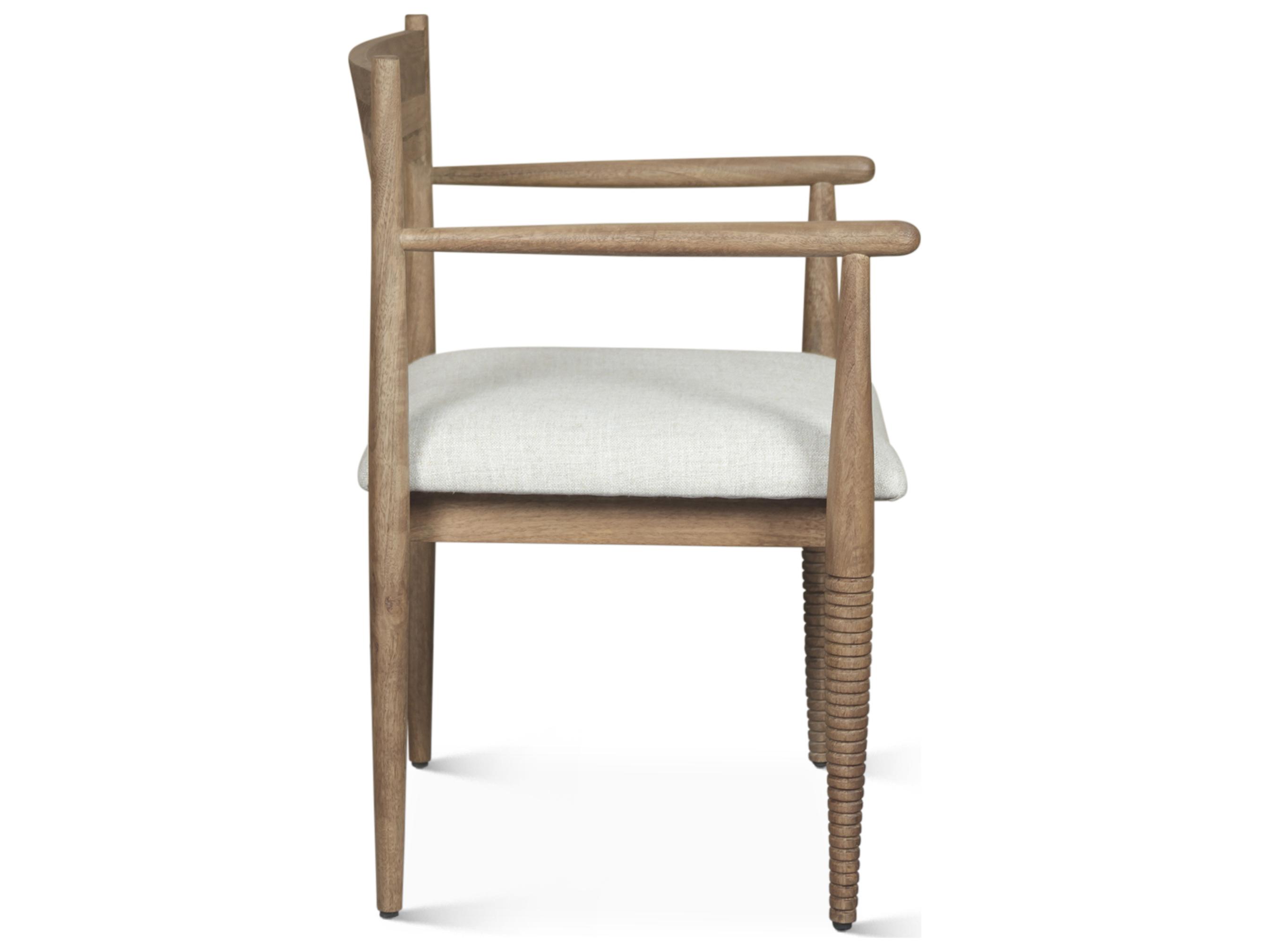 World Interiors Provence Mango Wood Natural Upholstered Arm Dining Chair