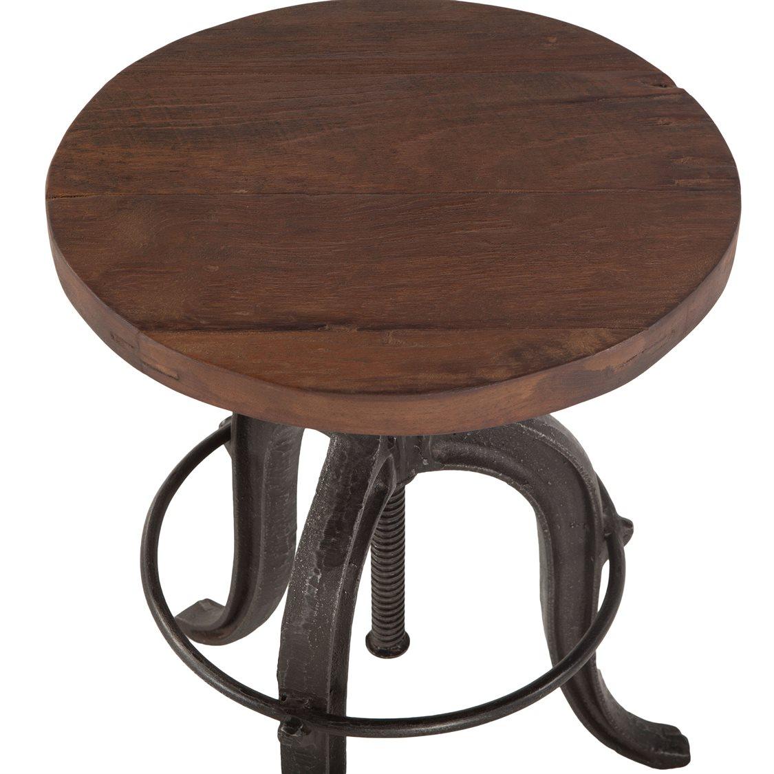 World Interiors Paxton Adjustable Teak Wood Walnut Bar Stool