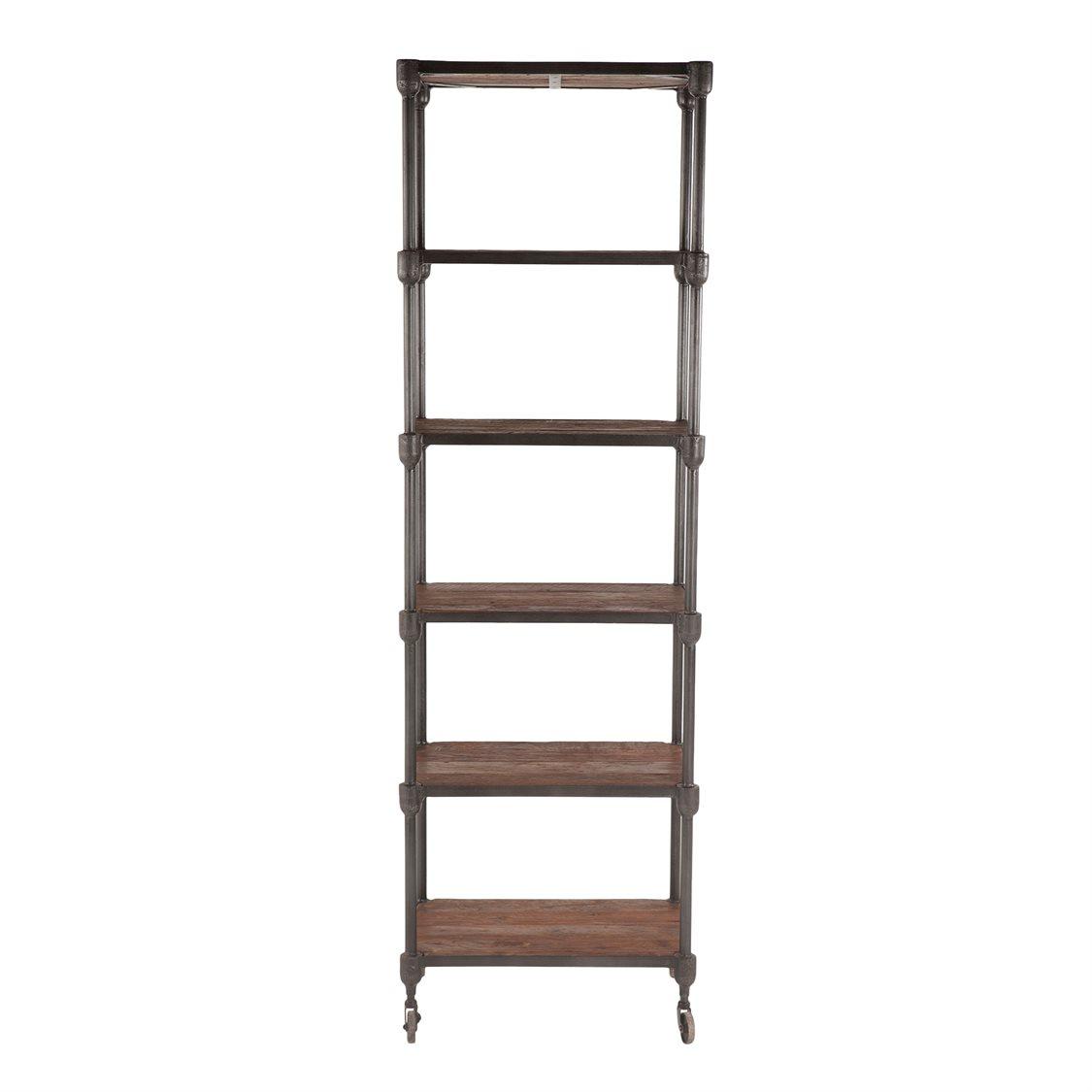 World Interiors Paxton Weathered Walnut, Gray Zinc Bookcase