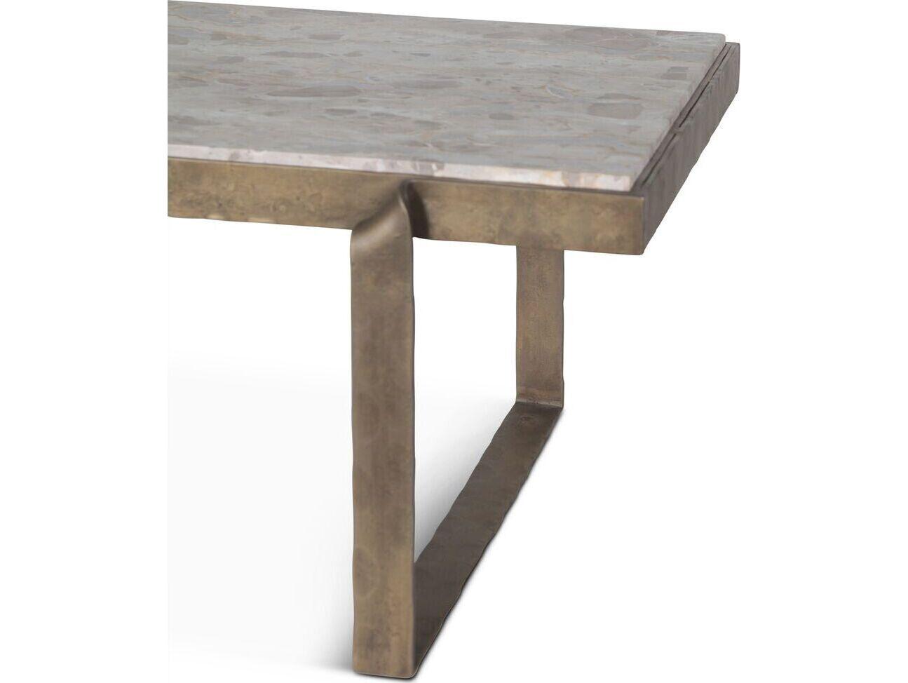 World Interiors Rhodes Rectangular Marble Antique Brass Coffee Table