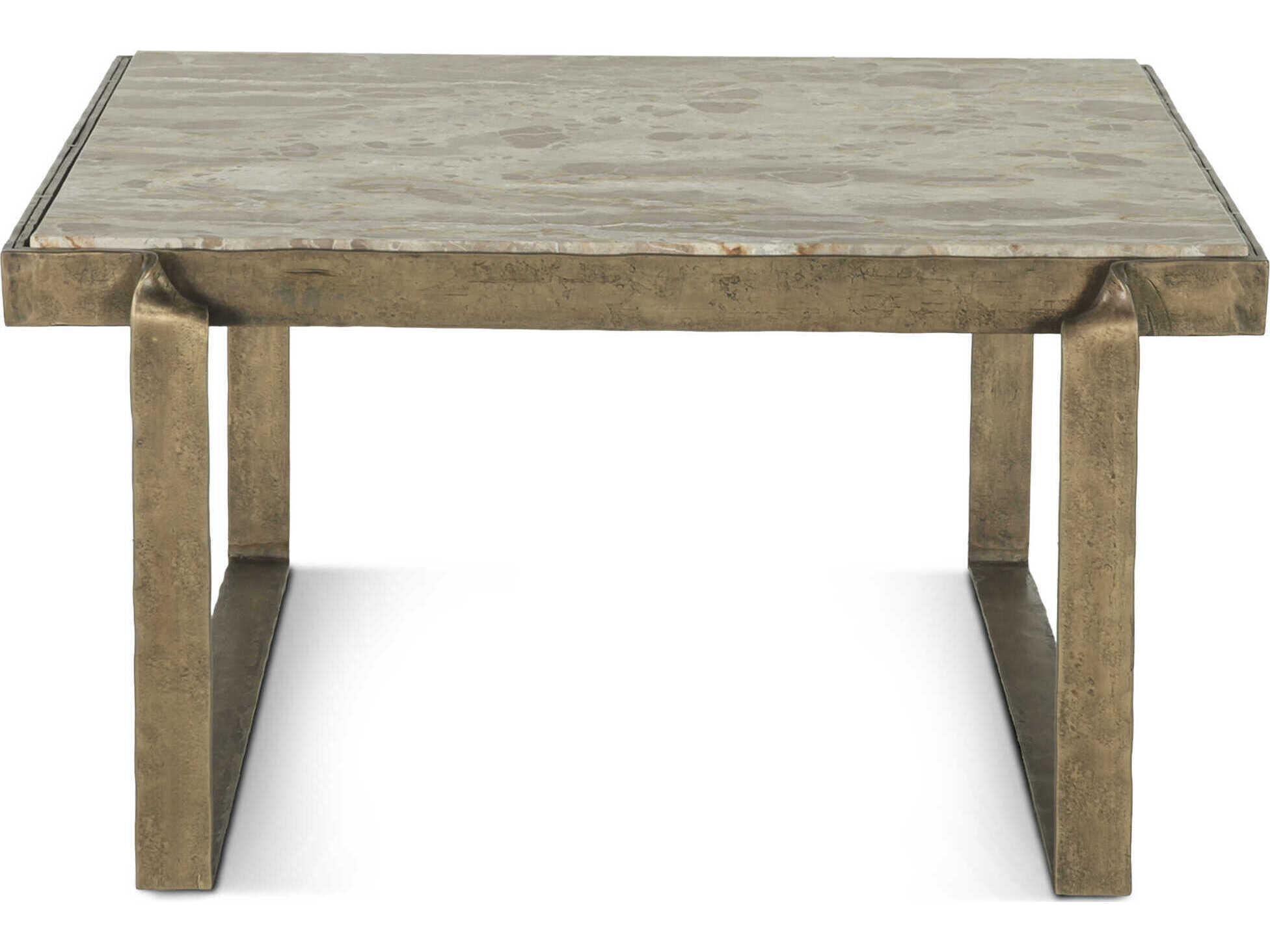 World Interiors Rhodes Rectangular Marble Antique Brass Coffee Table