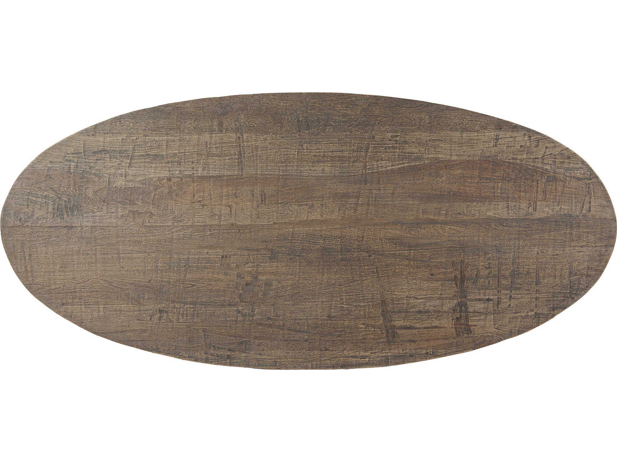 World Interiors Rustic Revival Oval Wood Natural Vintage Pewter Antique Bronze Dining Table