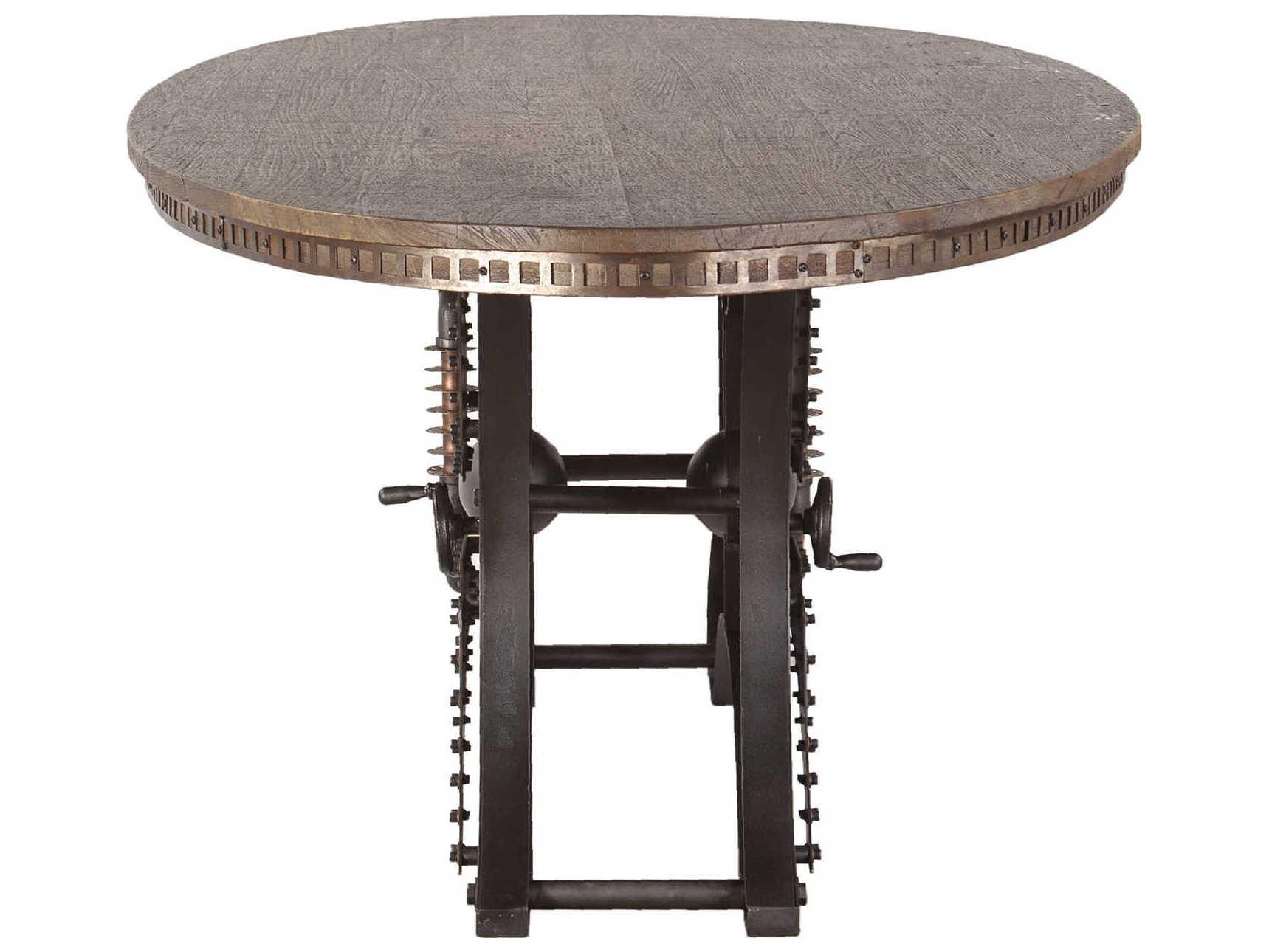 World Interiors Rustic Revival Oval Wood Natural Vintage Pewter Antique Bronze Dining Table