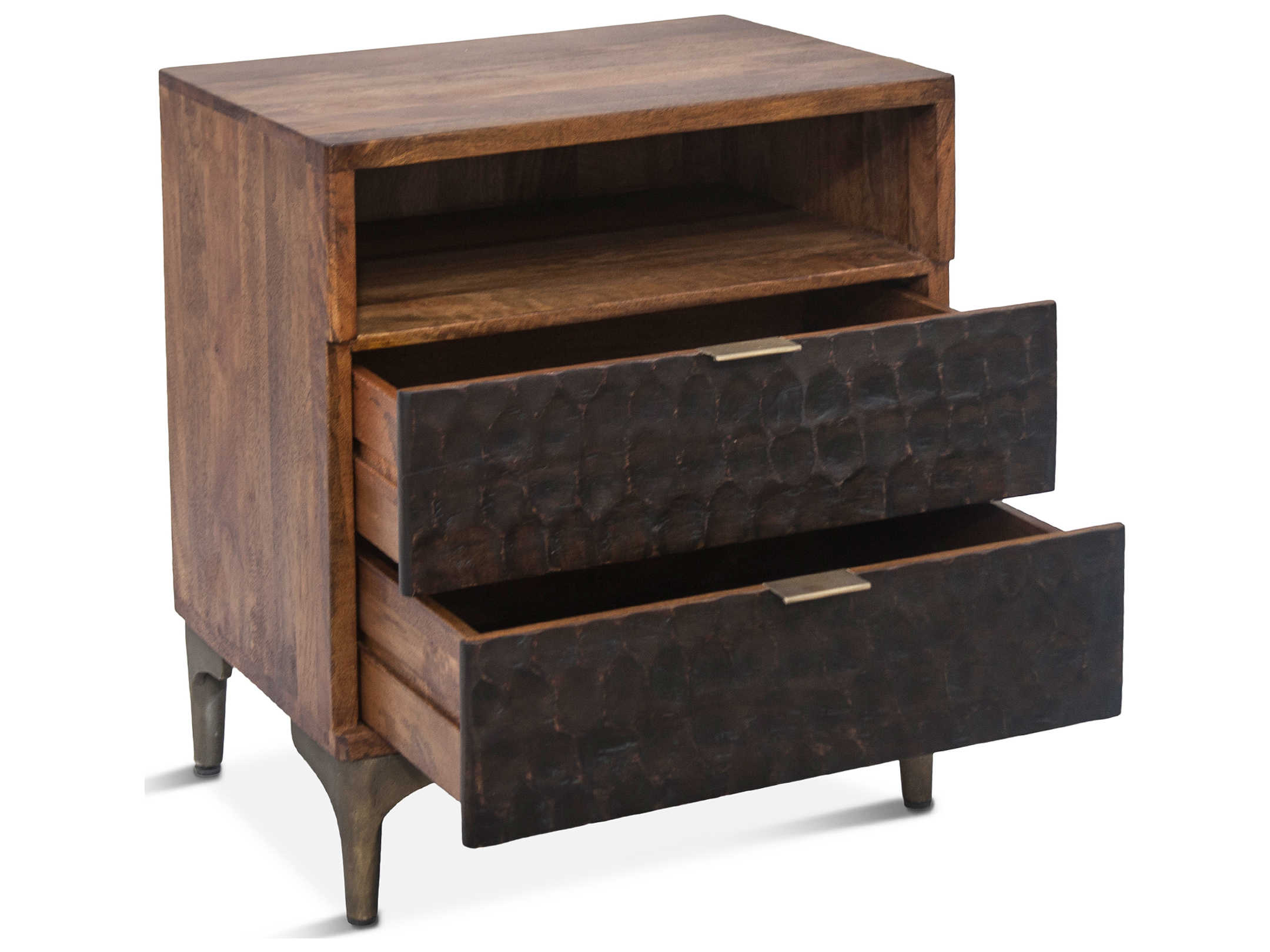 World Interiors Vallarta 2-Drawers Brown Mango Wood Chest Nightstand