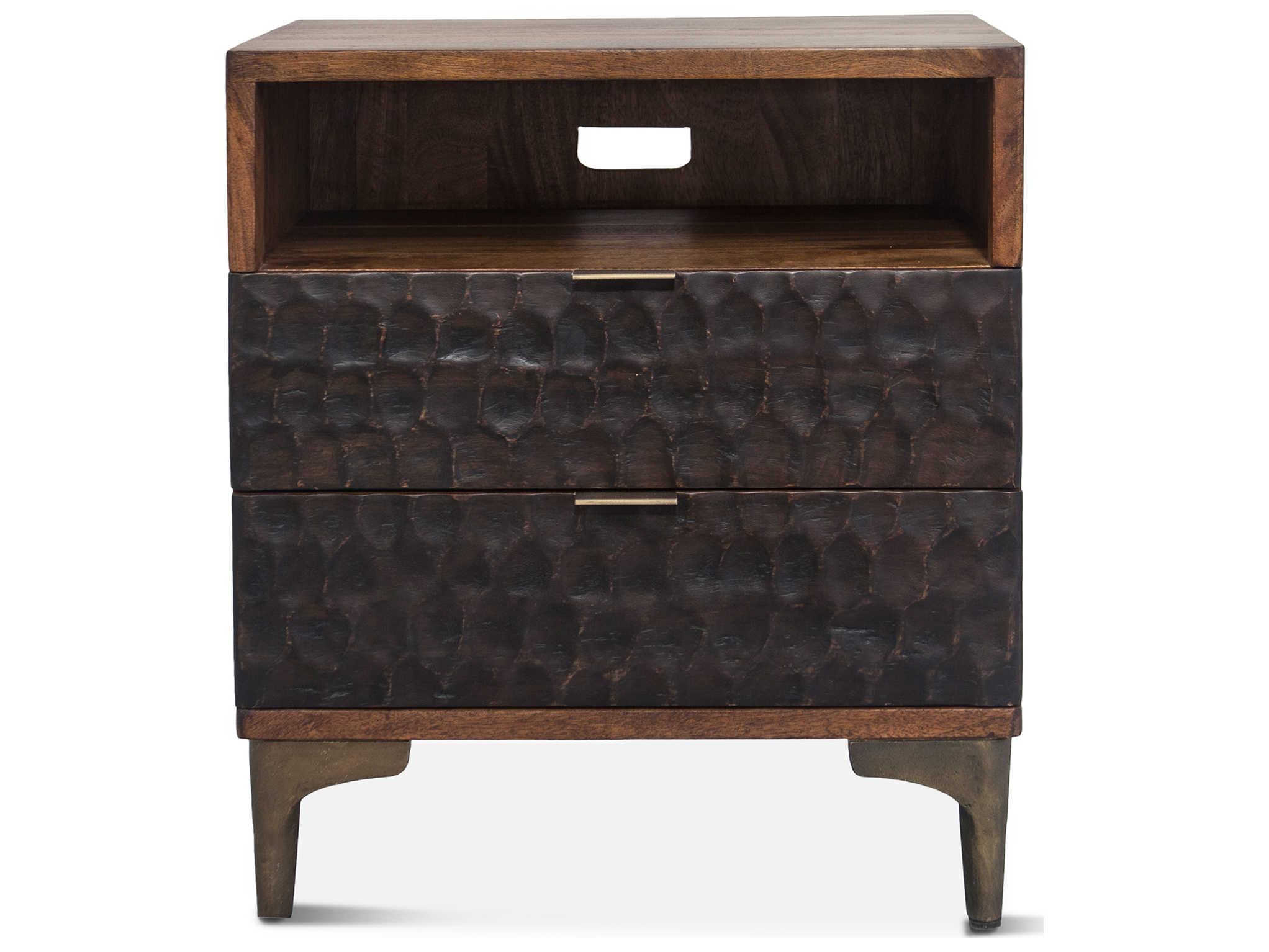 World Interiors Vallarta 2-Drawers Brown Mango Wood Chest Nightstand