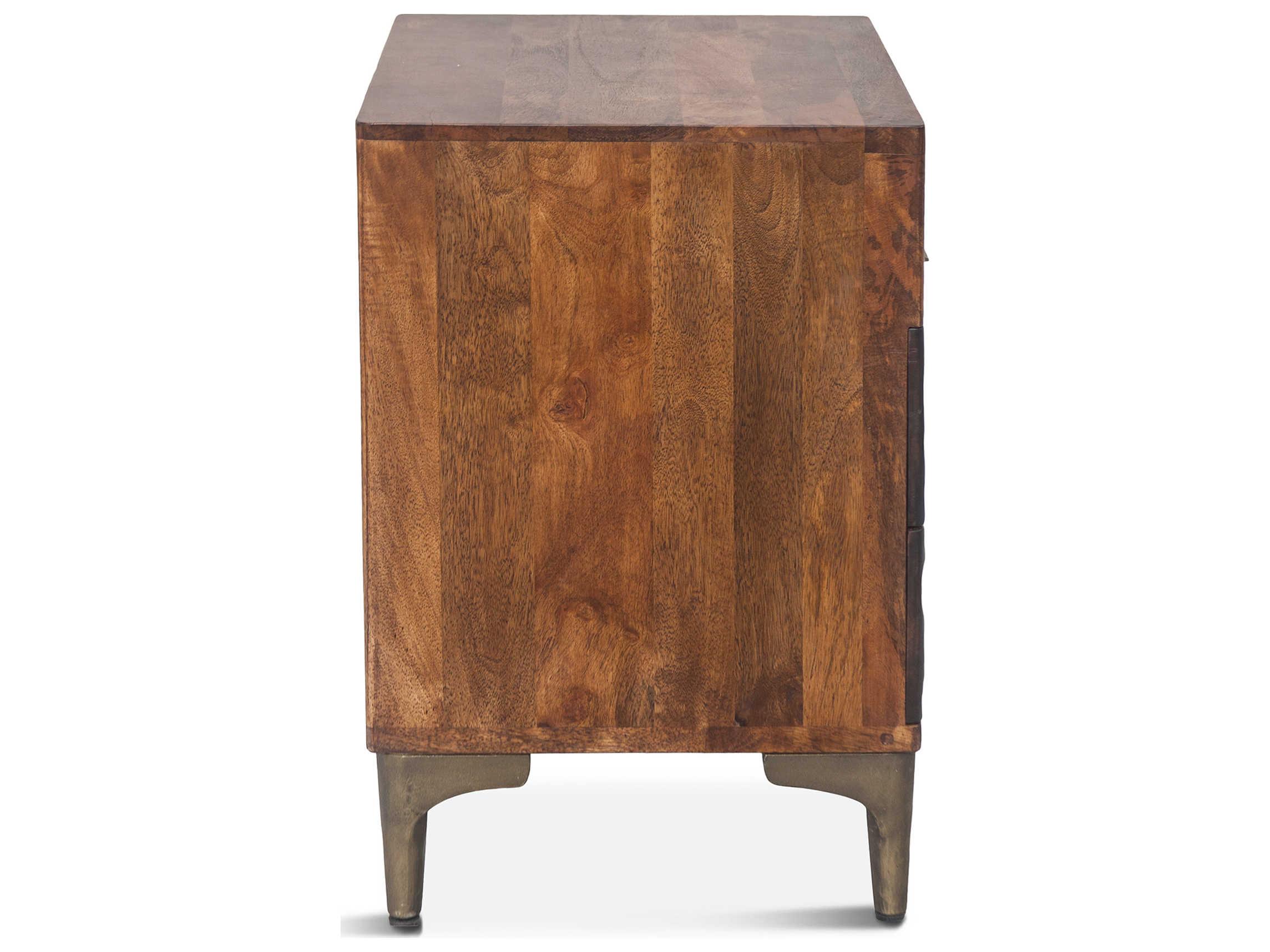 World Interiors Vallarta 2-Drawers Brown Mango Wood Chest Nightstand