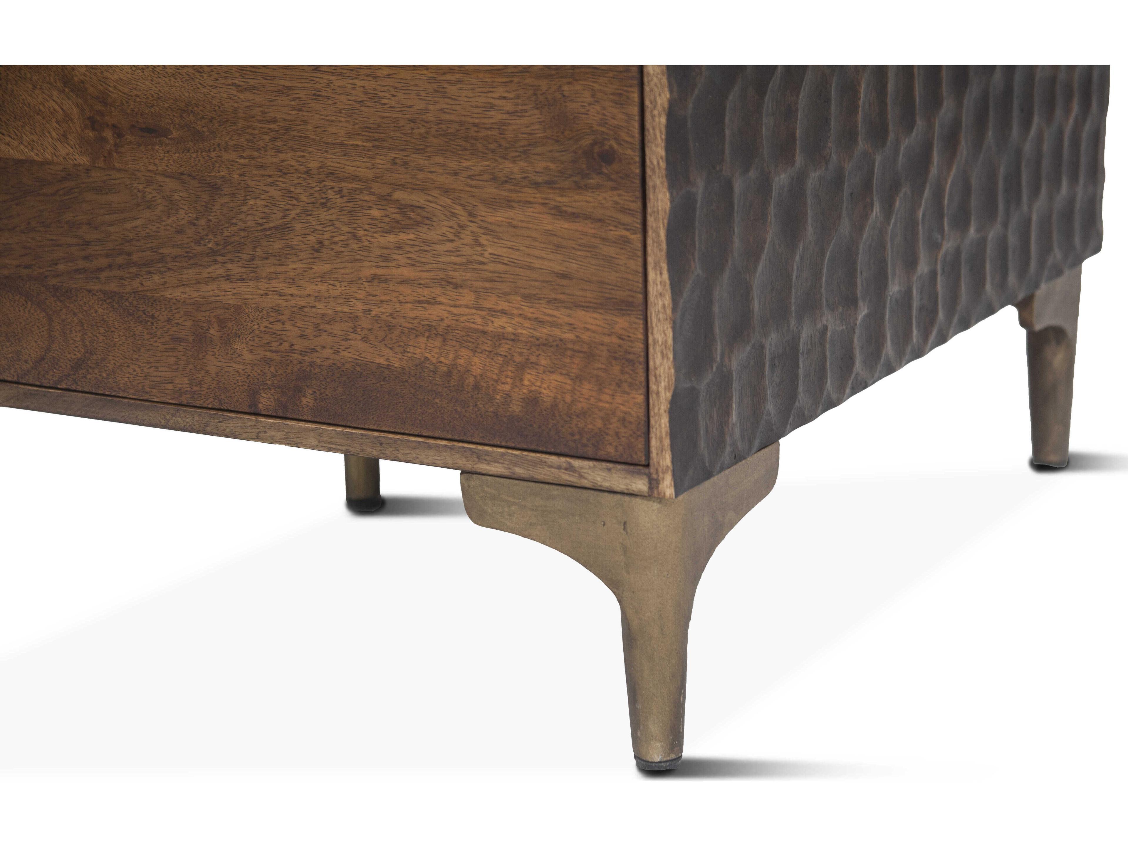 World Interiors Vallarta Two Tone Bronze Brown Mango Wood Secretary Desk