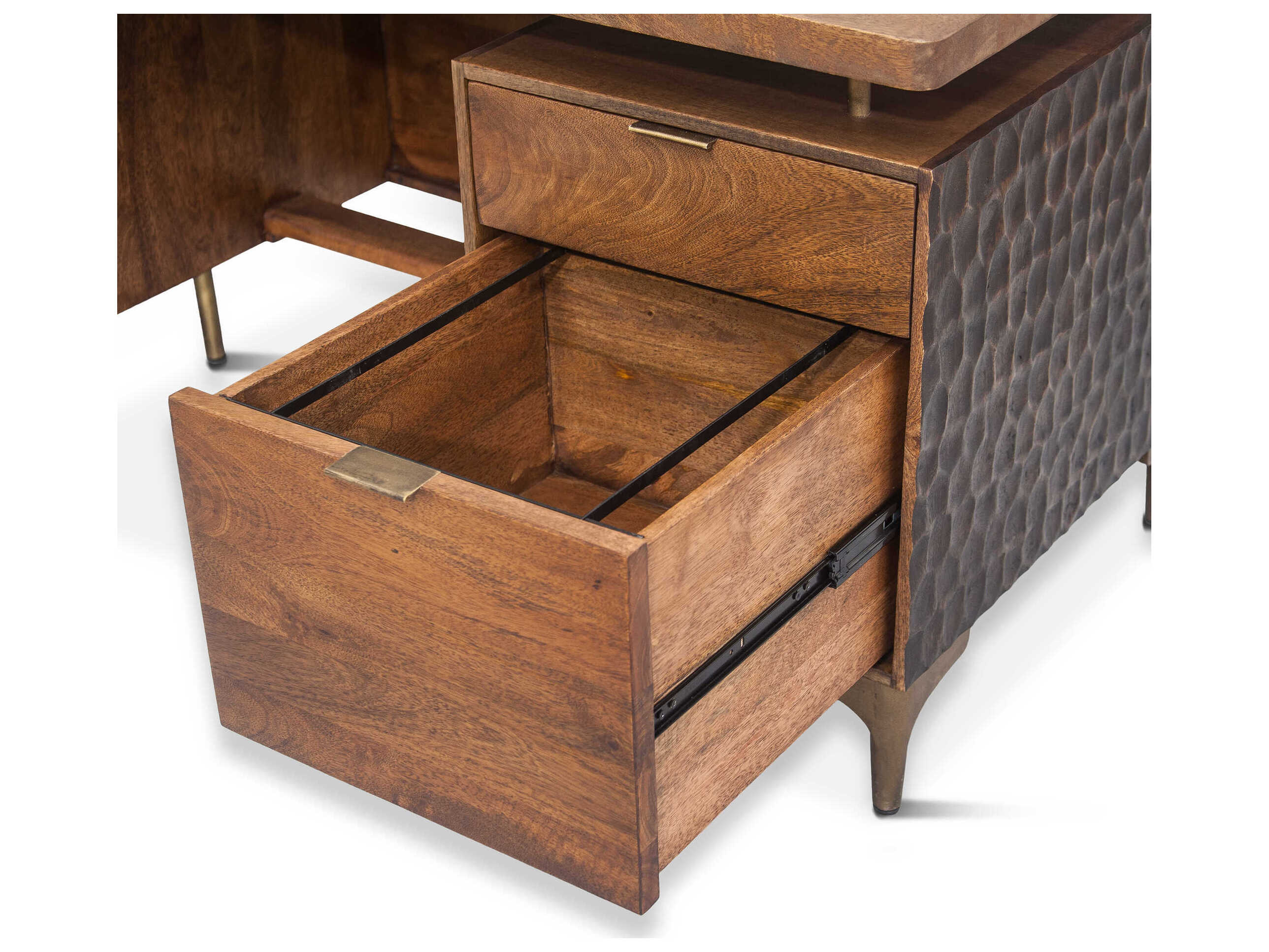 World Interiors Vallarta Two Tone Bronze Brown Mango Wood Secretary Desk