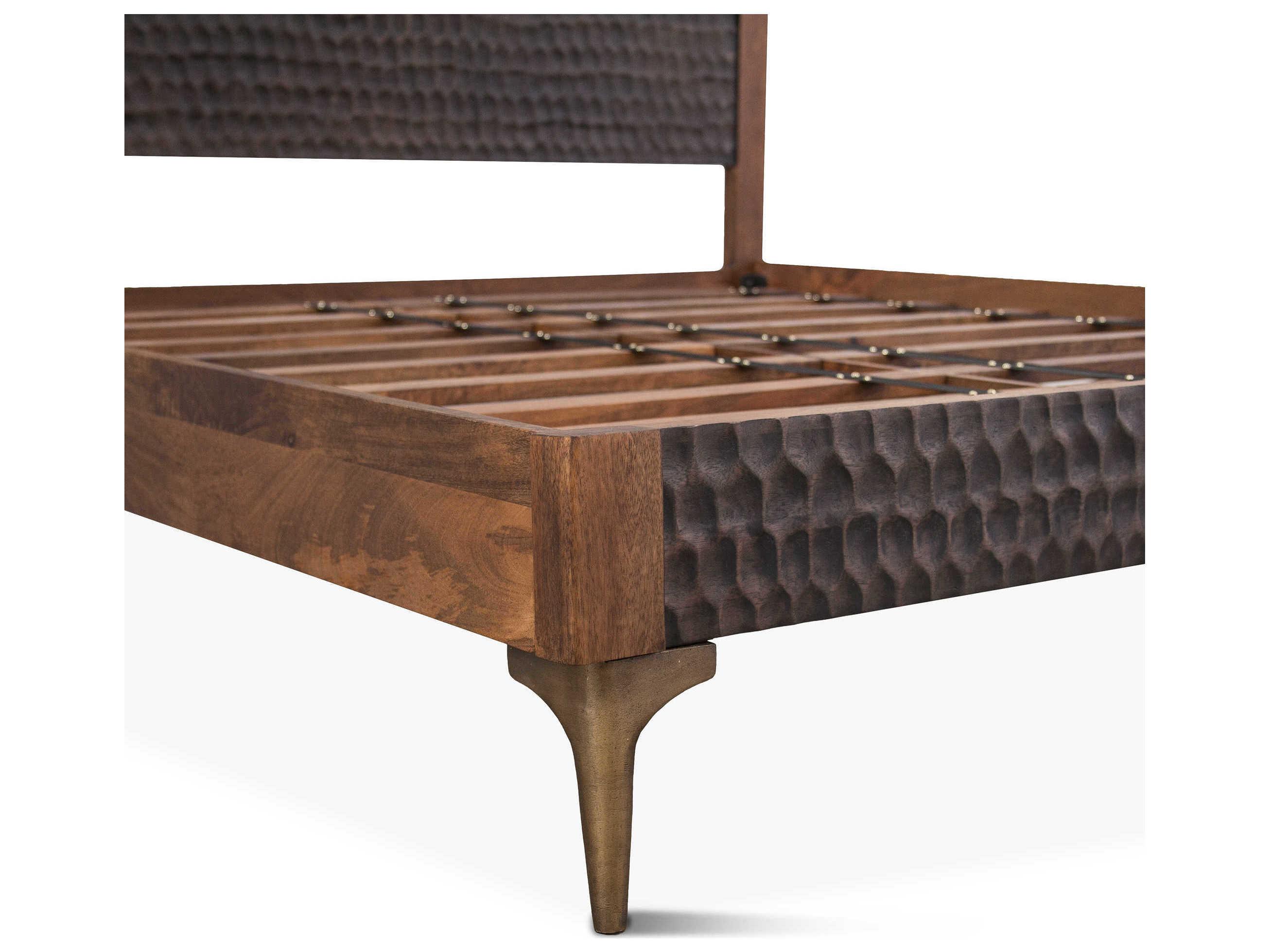 World Interiors Vallarta Two Tone Brown Bronze Mango Wood Queen Platform Bed