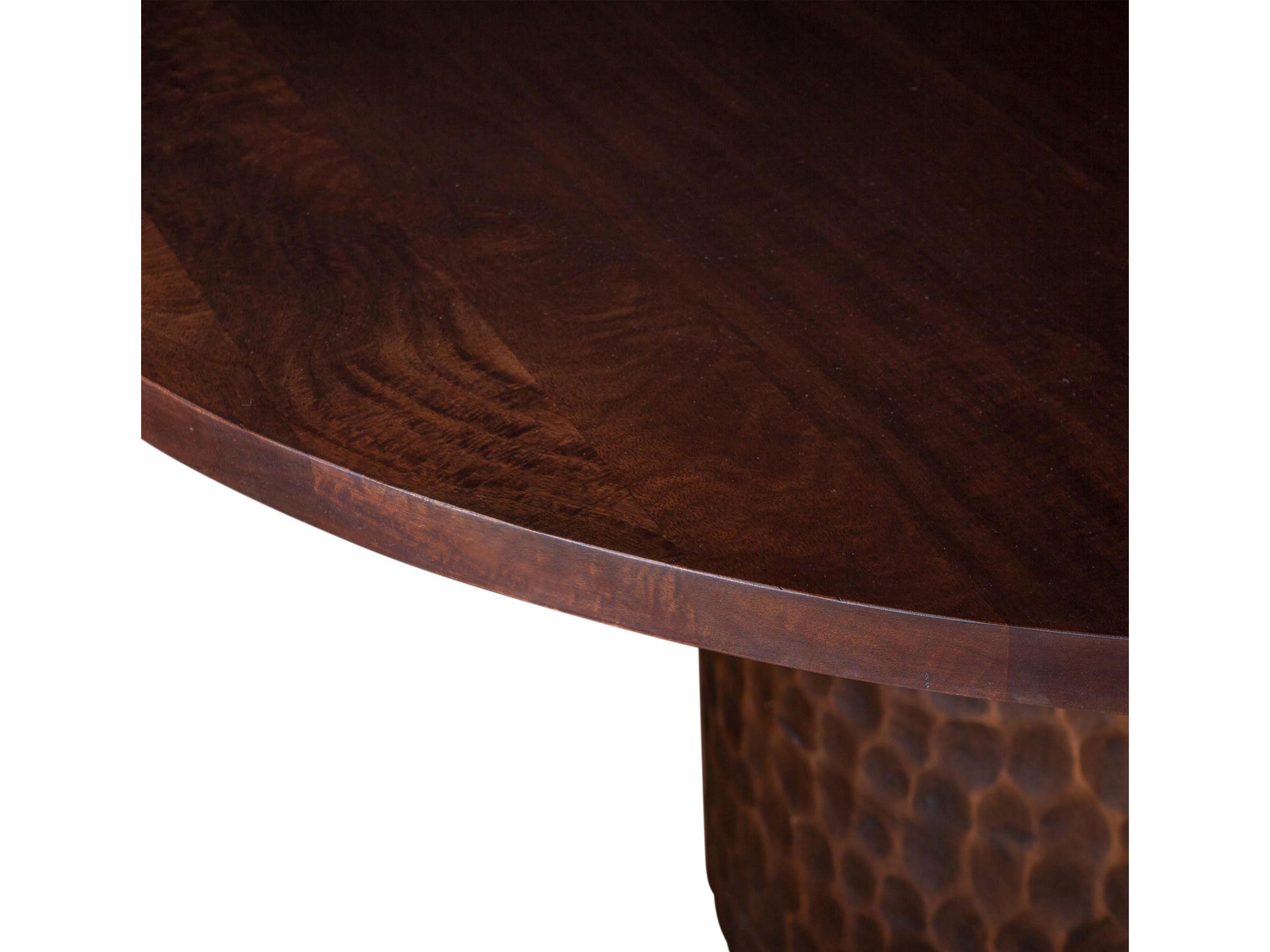 World Interiors Vallarta Round Wood Brown Two Tone Bronze Dining Table