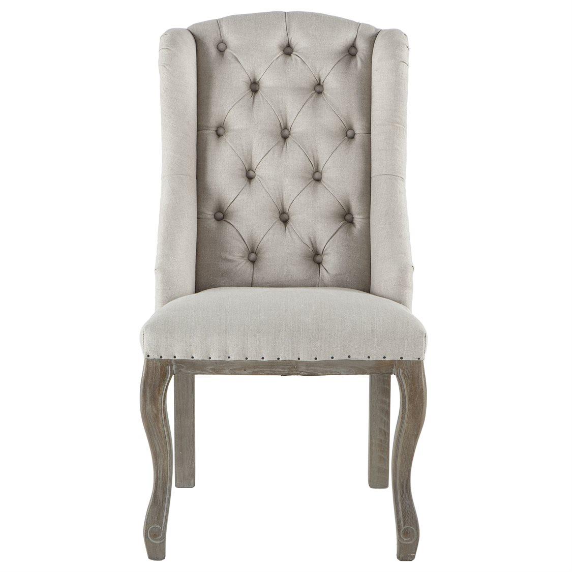 World Interiors Portia Tufted Oak Wood Upholstered Side Dining Chair