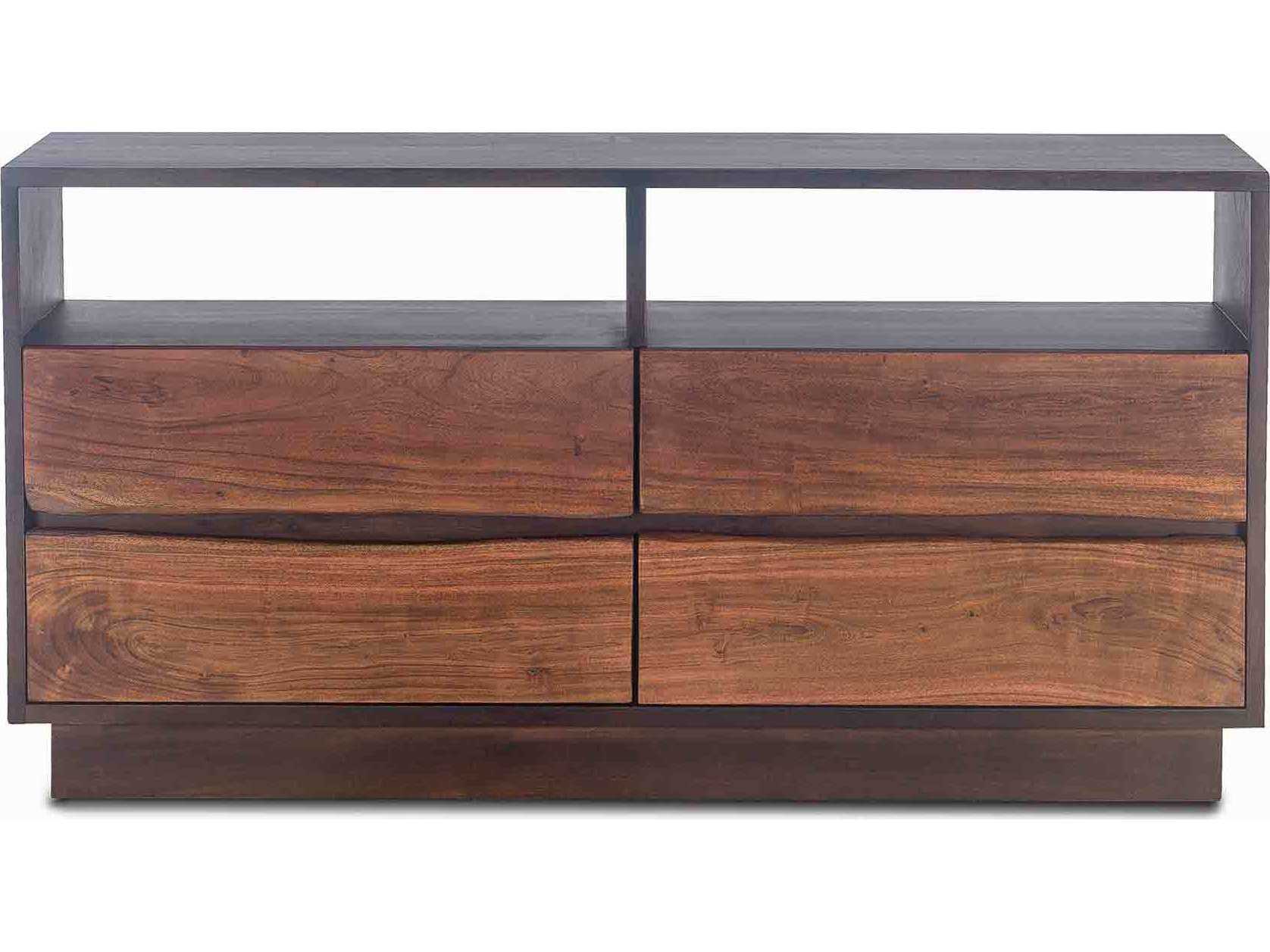 World Interiors Palermo 4-Drawers Brown Acacia Wood Double Dresser