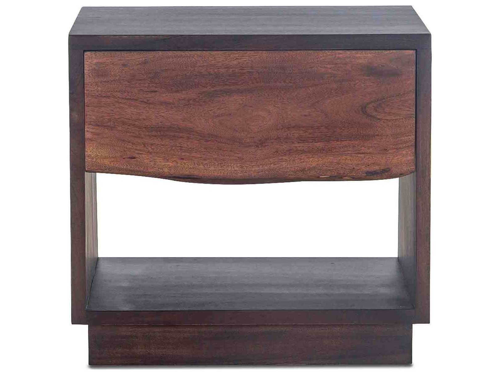 World Interiors Palermo 1-Drawer Brown Acacia Wood Chest Nightstand