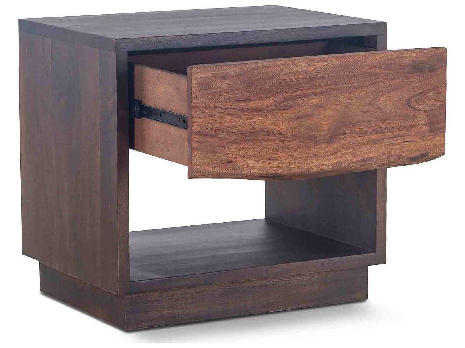 World Interiors Palermo 1-Drawer Brown Acacia Wood Chest Nightstand