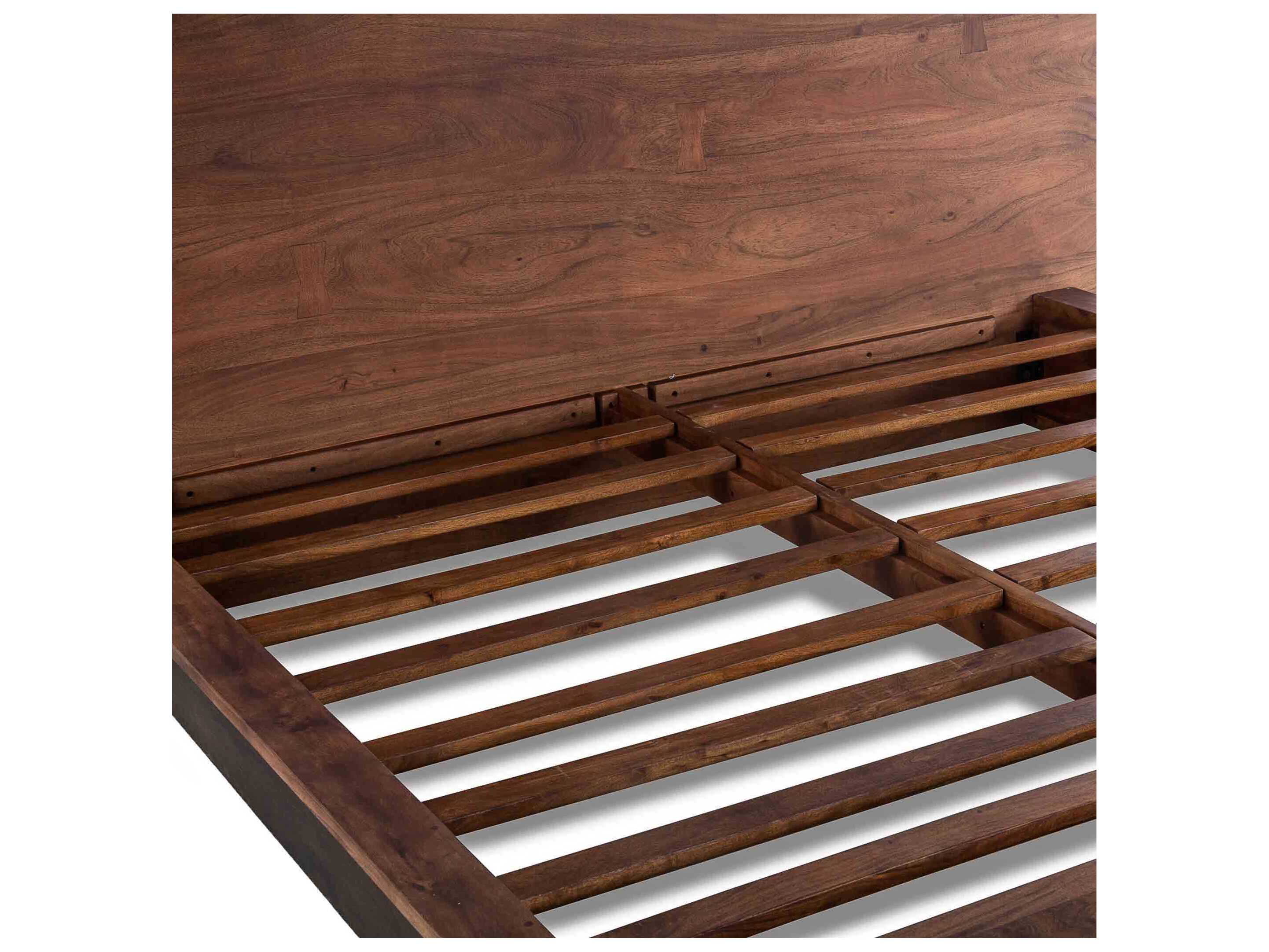 World Interiors Palermo Raw Walnut Ebony Brown Acacia Wood King Panel Bed