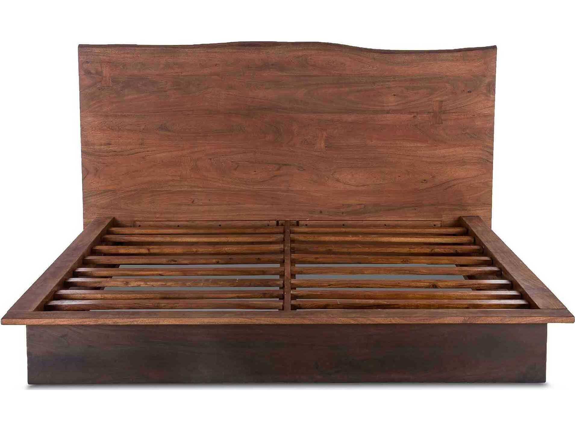 World Interiors Palermo Raw Walnut Ebony Brown Acacia Wood King Panel Bed