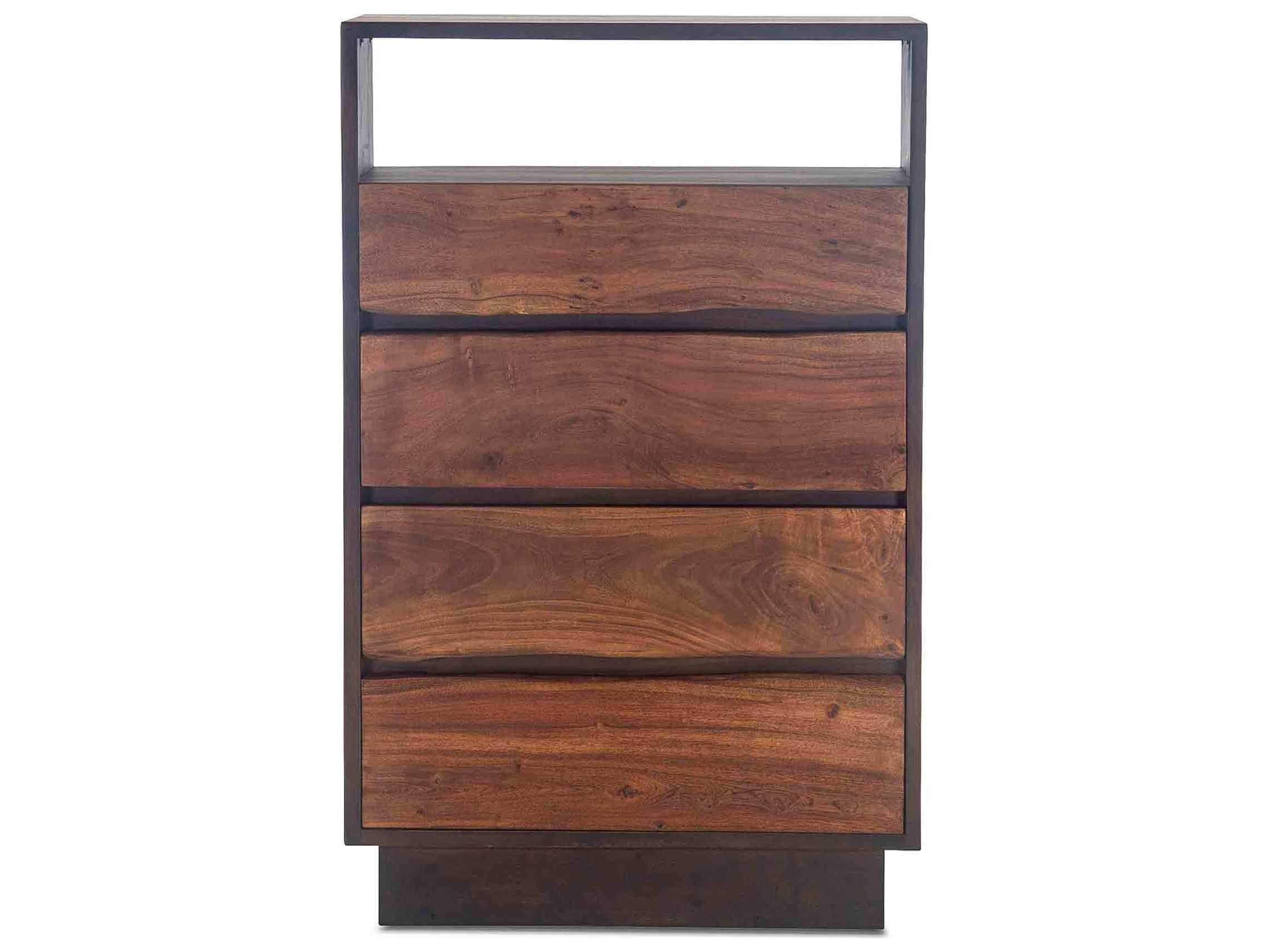 World Interiors Palermo Raw Walnut Ebony Brown Acacia Wood Accent Chest