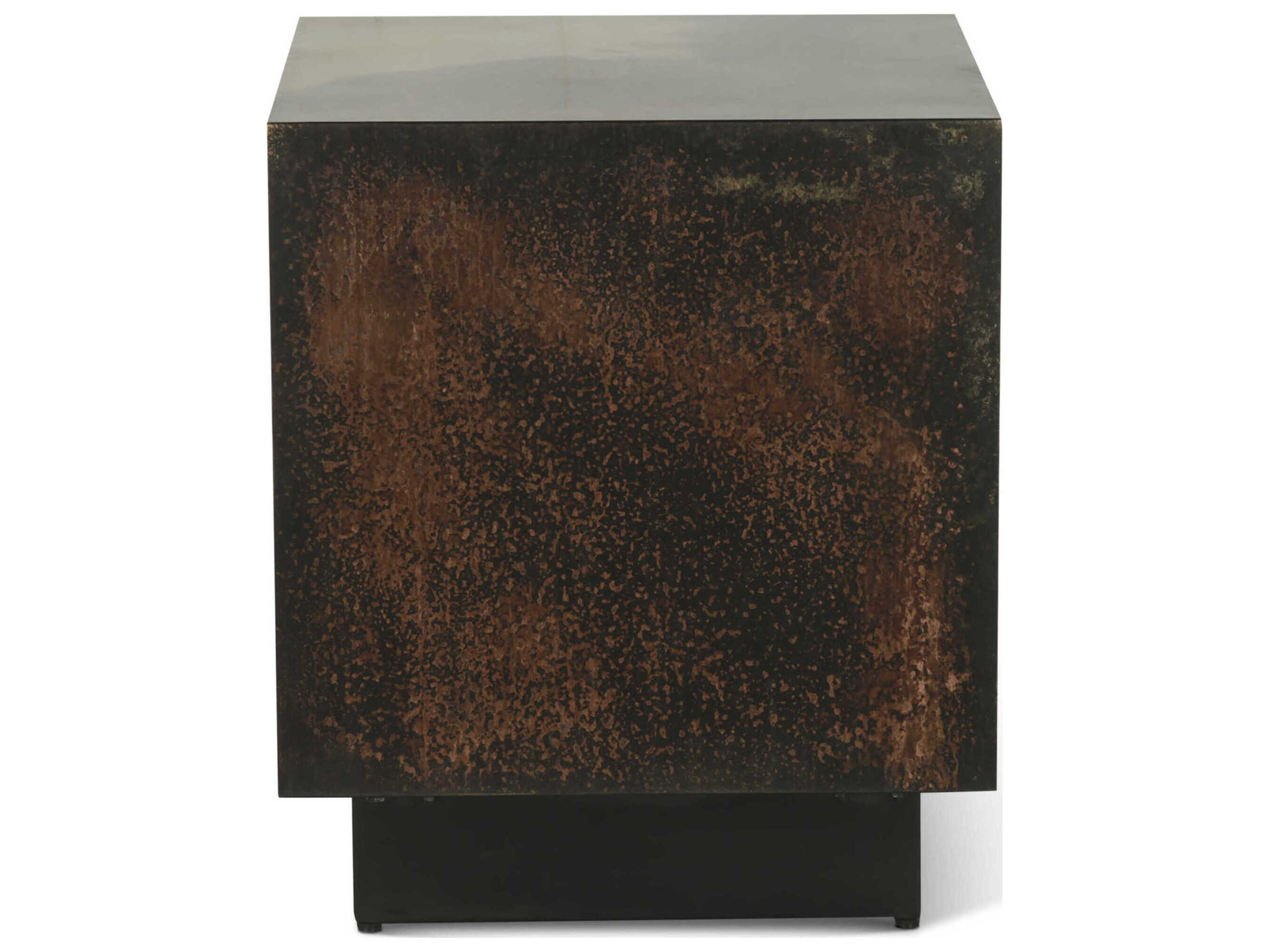 World Interiors St. George Square Metal Oxidized Black End Table