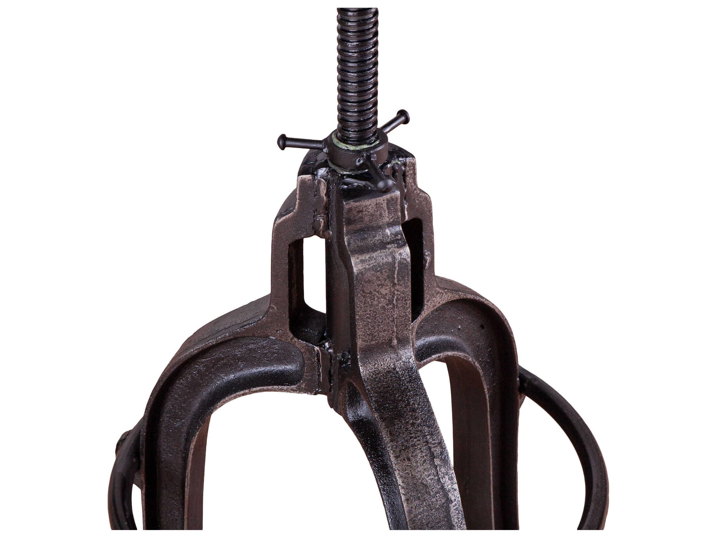 World Interiors Sterling Leather Adjustable Upholstered Bar Stool Counter Cowhide Gunmetal