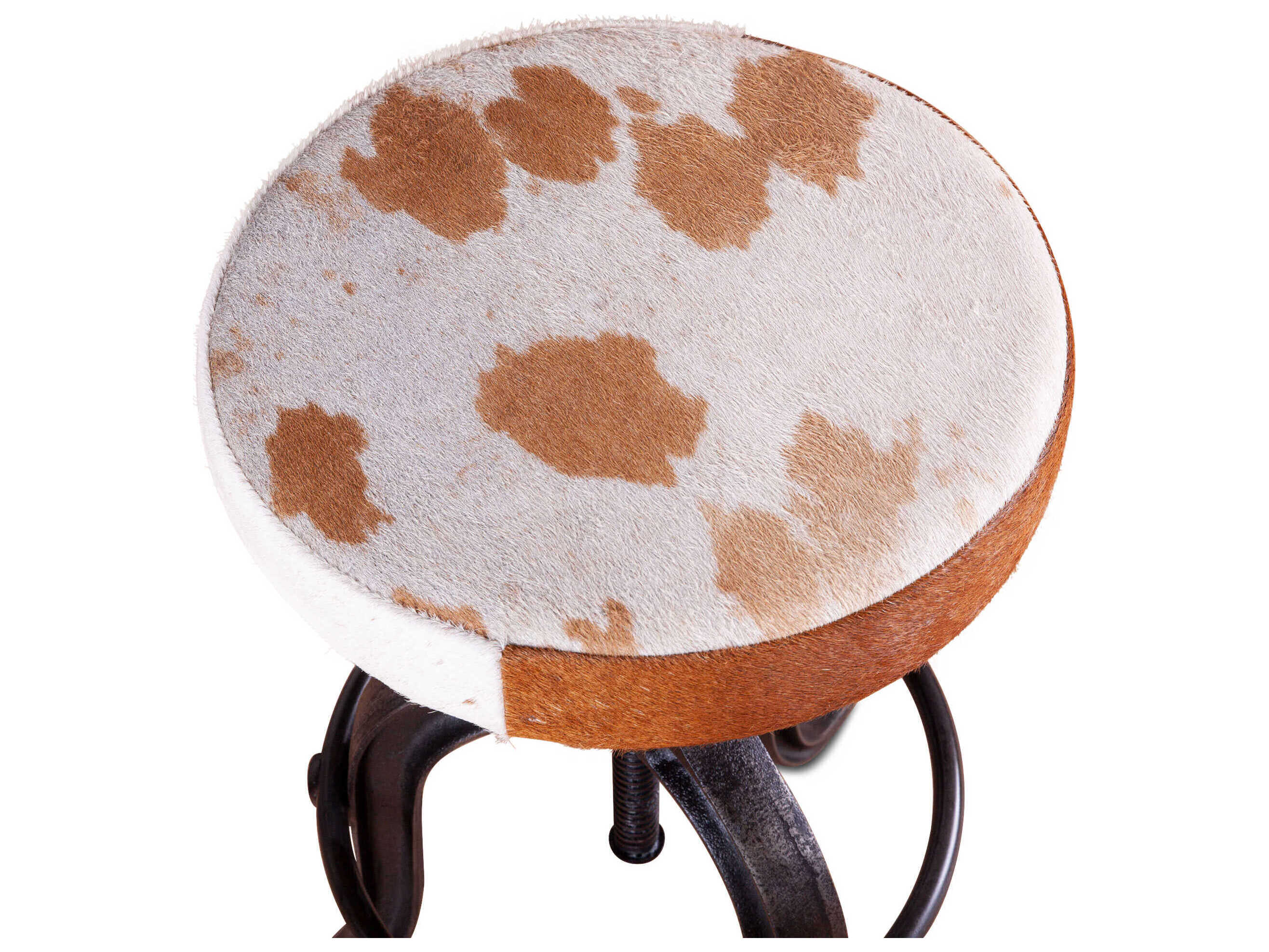 World Interiors Sterling Leather Adjustable Upholstered Bar Stool Counter Cowhide Gunmetal