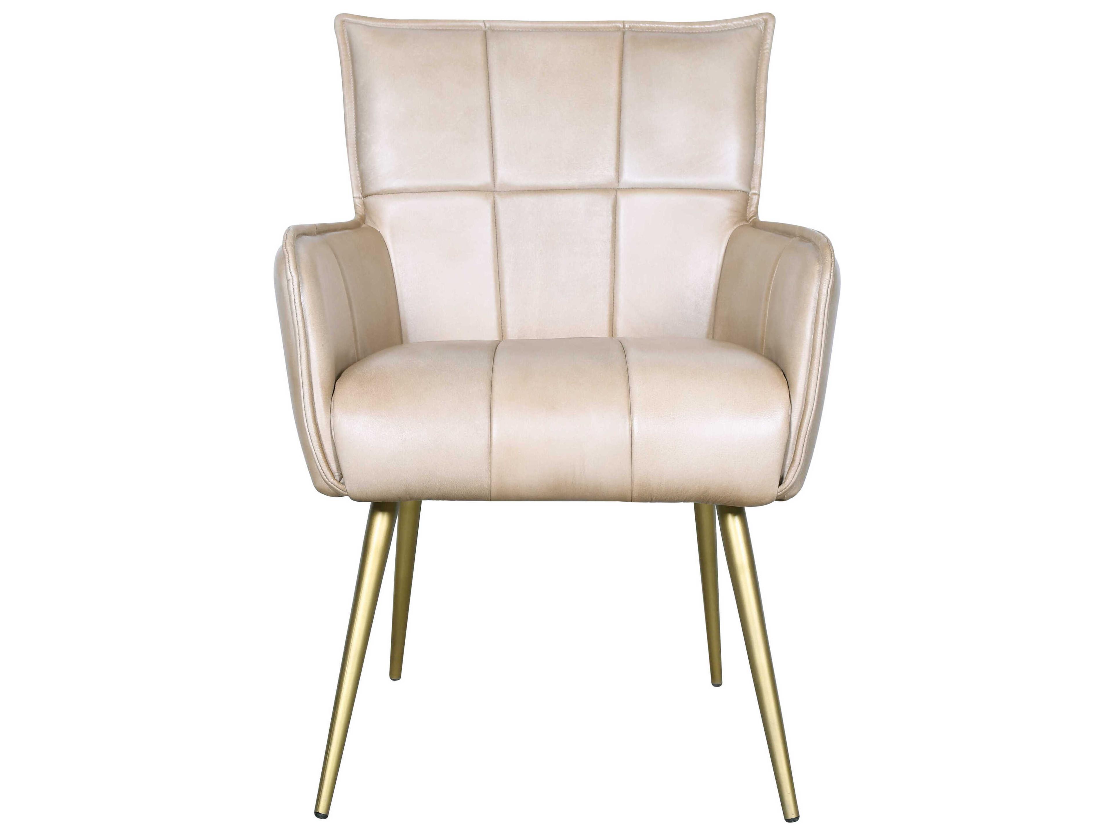 World Interiors Thorpe White Leather Arm Dining Chair