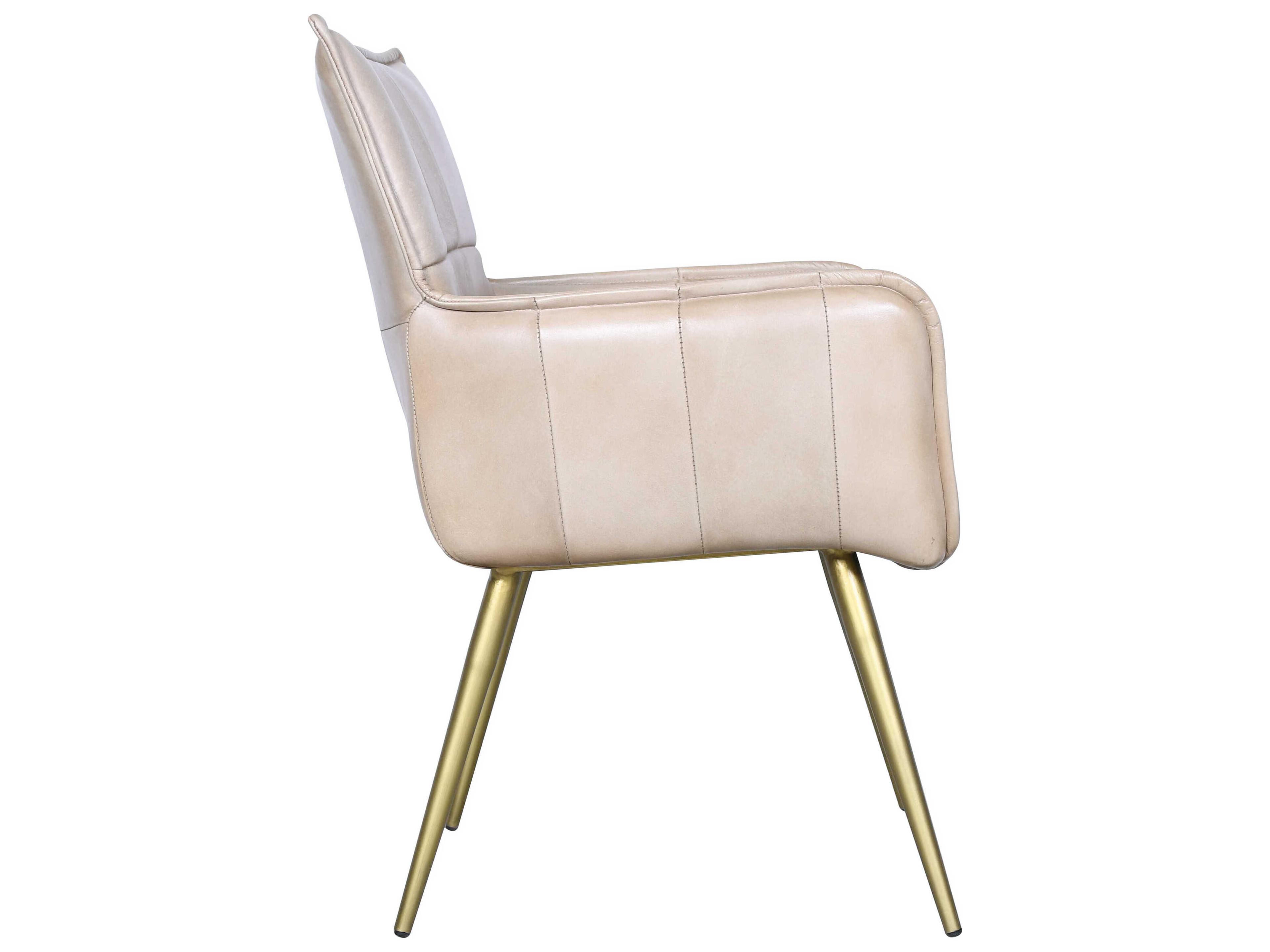 World Interiors Thorpe White Leather Arm Dining Chair