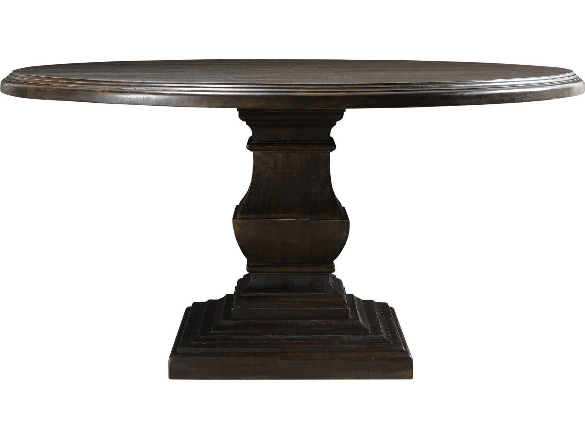 World Interiors Toulon Round Wood Vintage Brown Dining Table