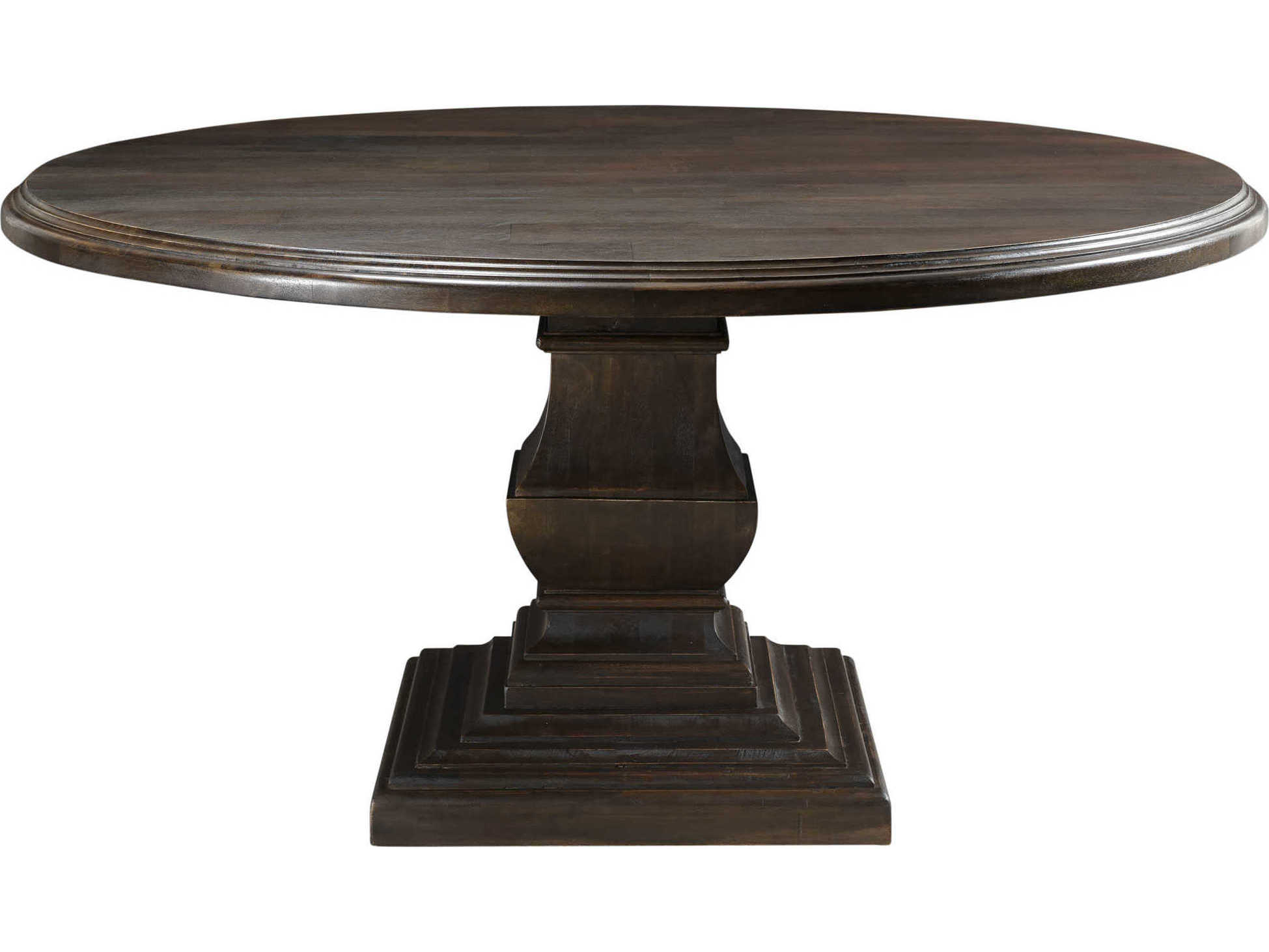 World Interiors Toulon Round Wood Vintage Brown Dining Table