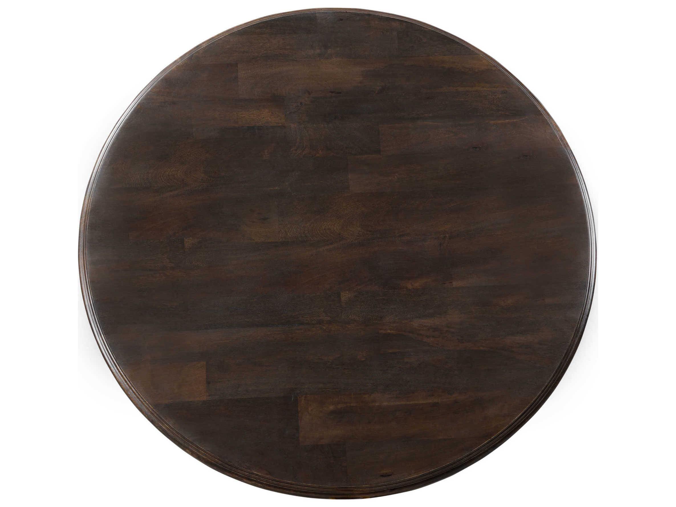 World Interiors Toulon Round Wood Vintage Brown Dining Table