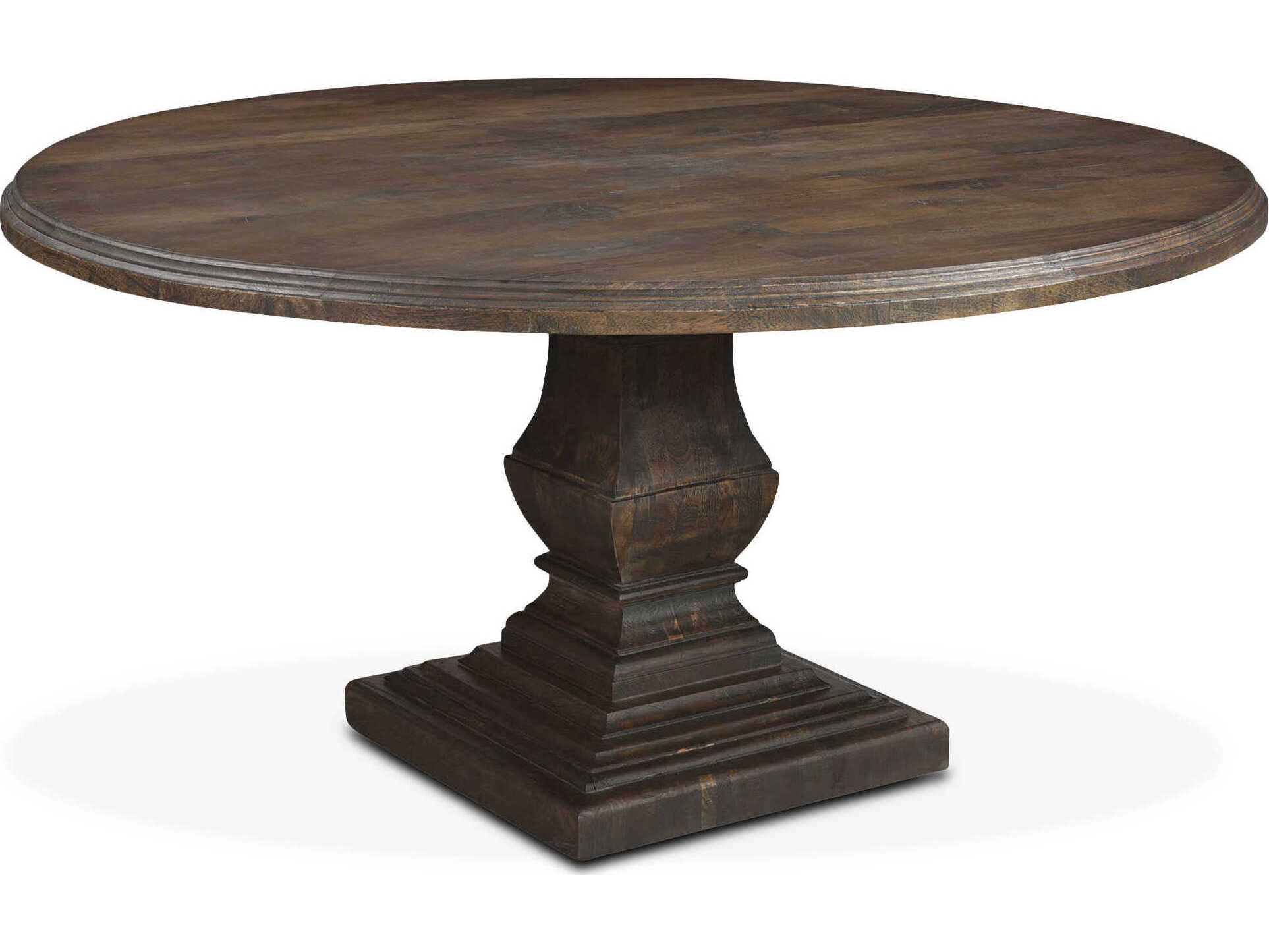 World Interiors Toulon Round Wood Weathered Mango Dining Table