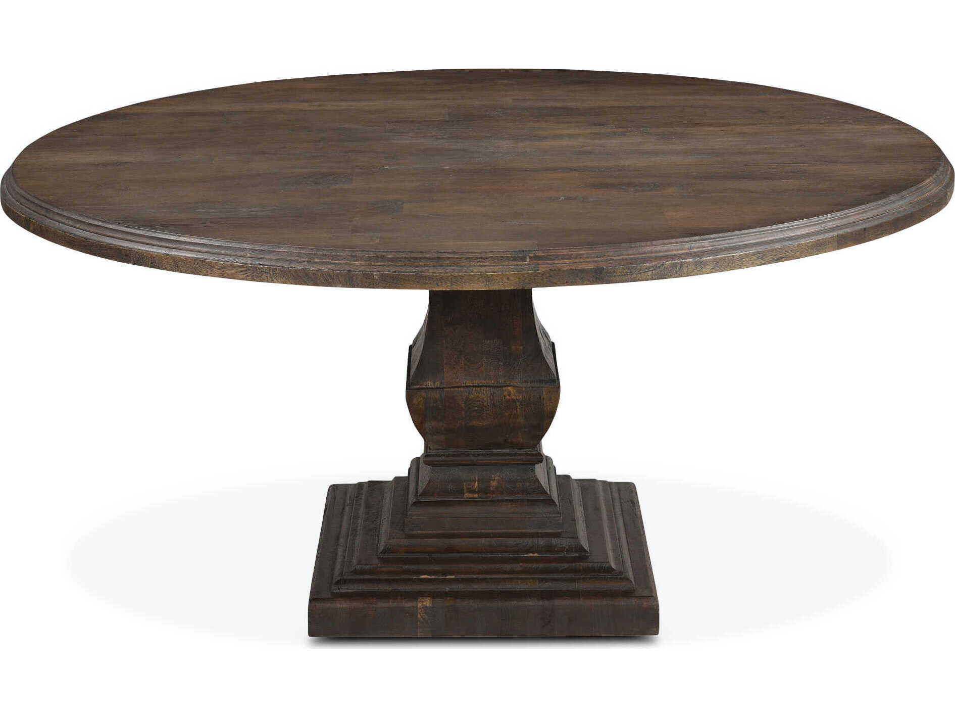 World Interiors Toulon Round Wood Weathered Mango Dining Table