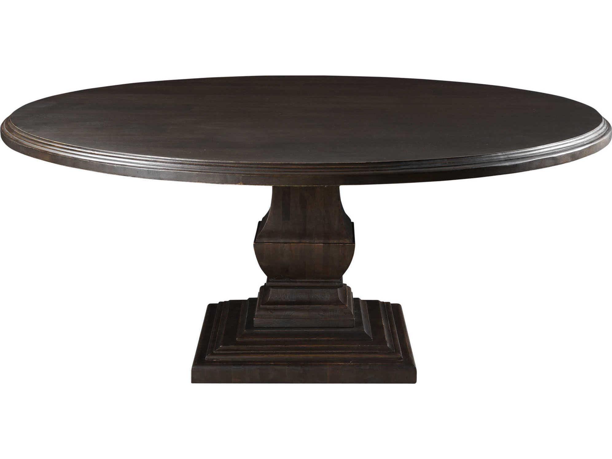 World Interiors Toulon Round Wood Vintage Brown Dining Table