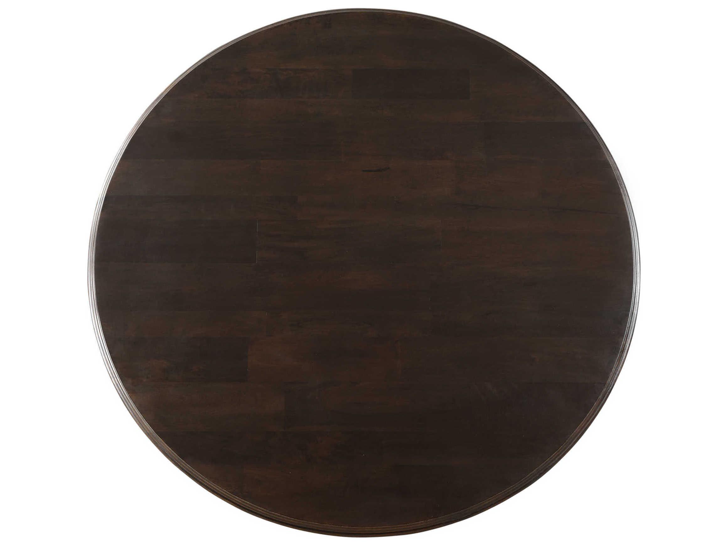 World Interiors Toulon Round Wood Vintage Brown Dining Table