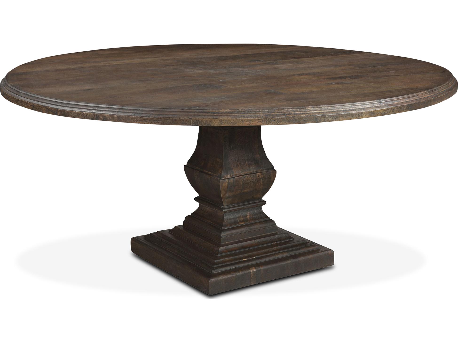 World Interiors Toulon Round Wood Weathered Mango Dining Table