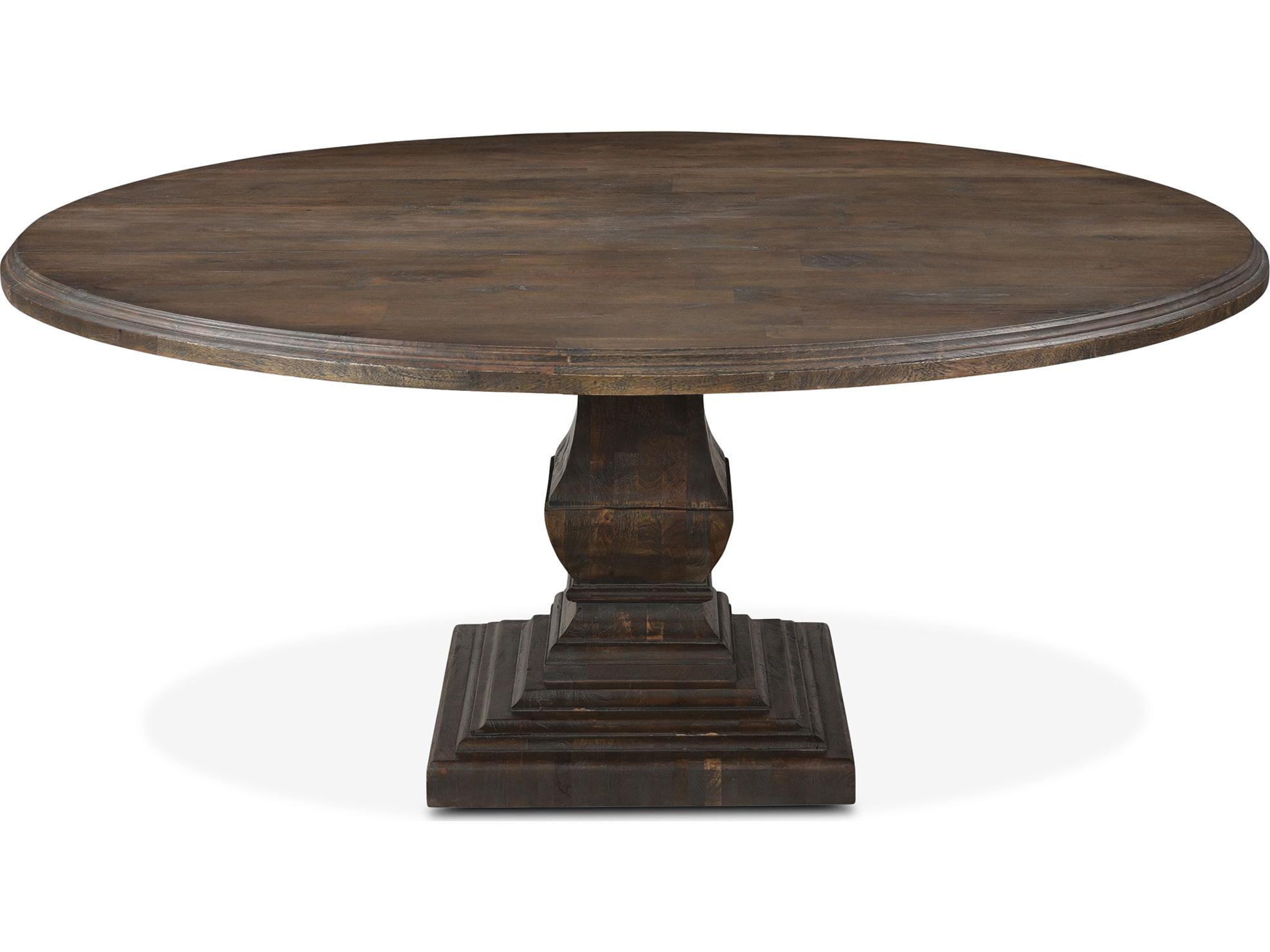 World Interiors Toulon Round Wood Weathered Mango Dining Table
