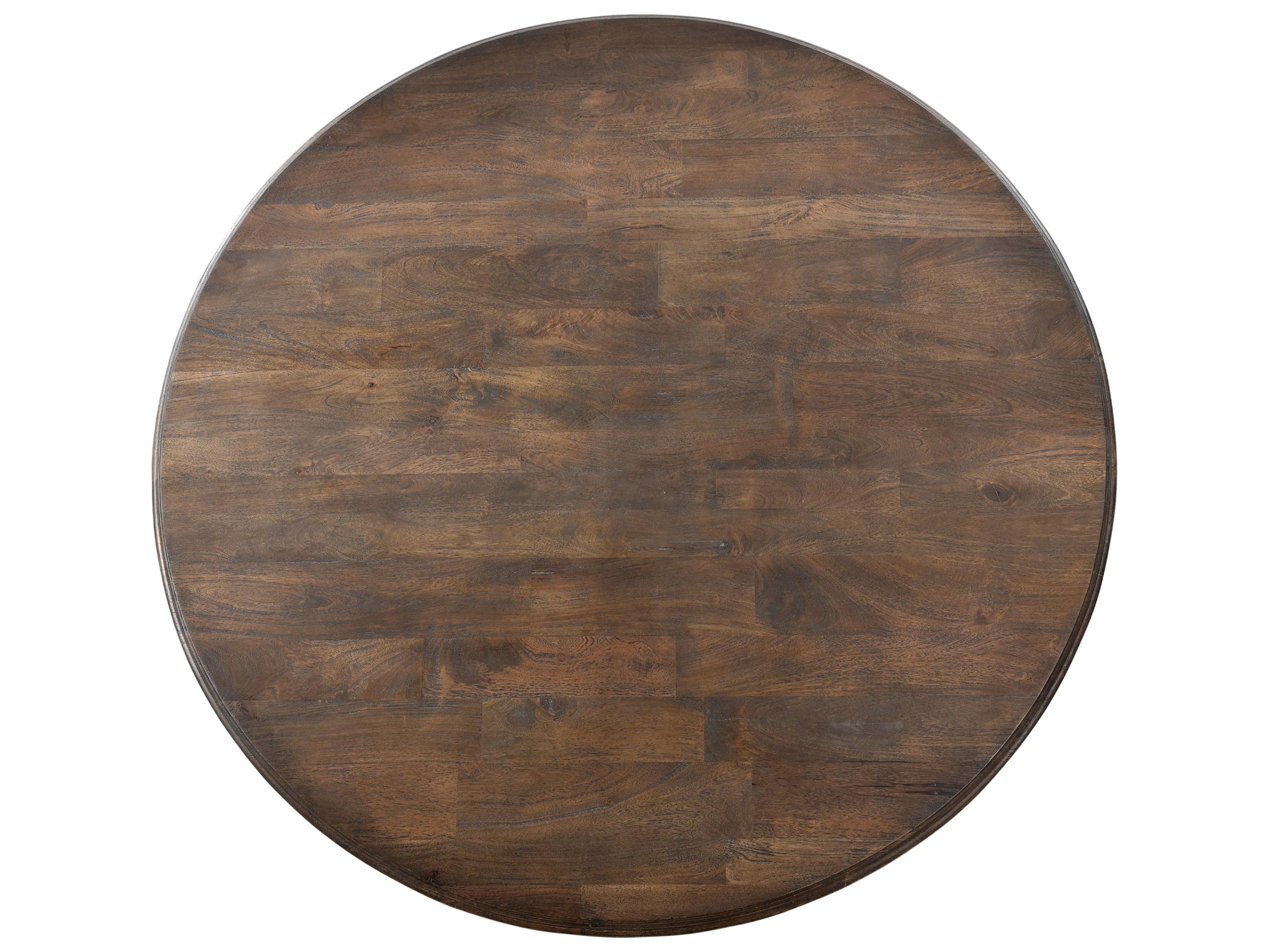World Interiors Toulon Round Wood Weathered Mango Dining Table