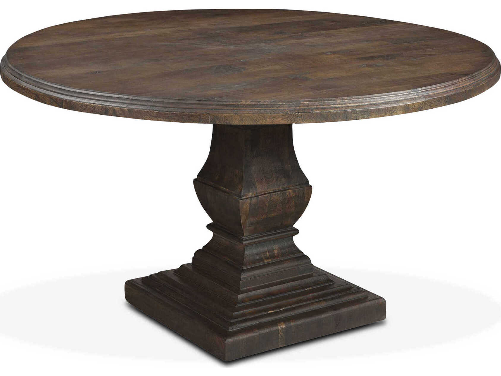 World Interiors Toulon Round Wood Weathered Mango Dining Table