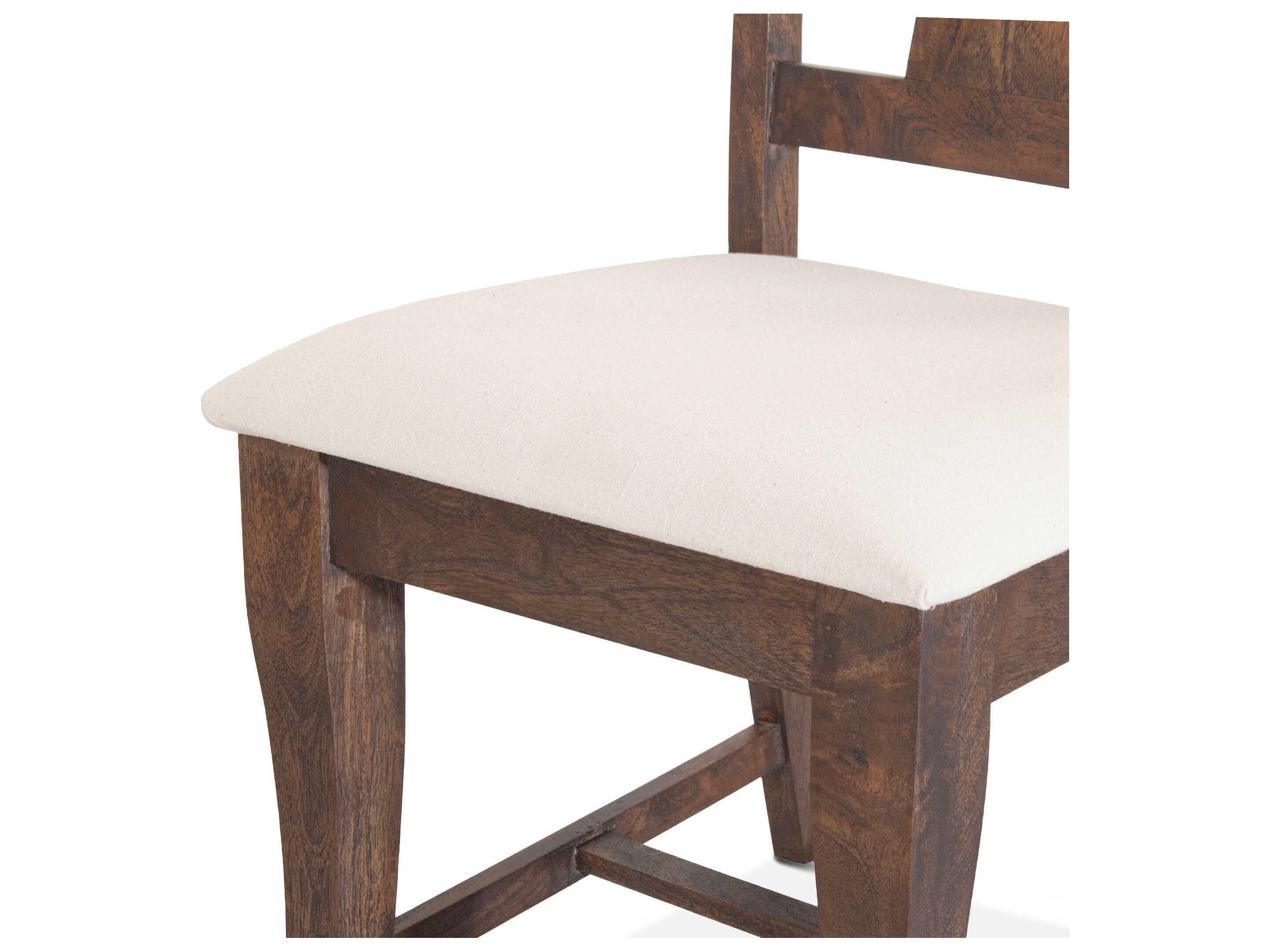 World Interiors Toulon Mango Wood Brown Upholstered Side Dining Chair