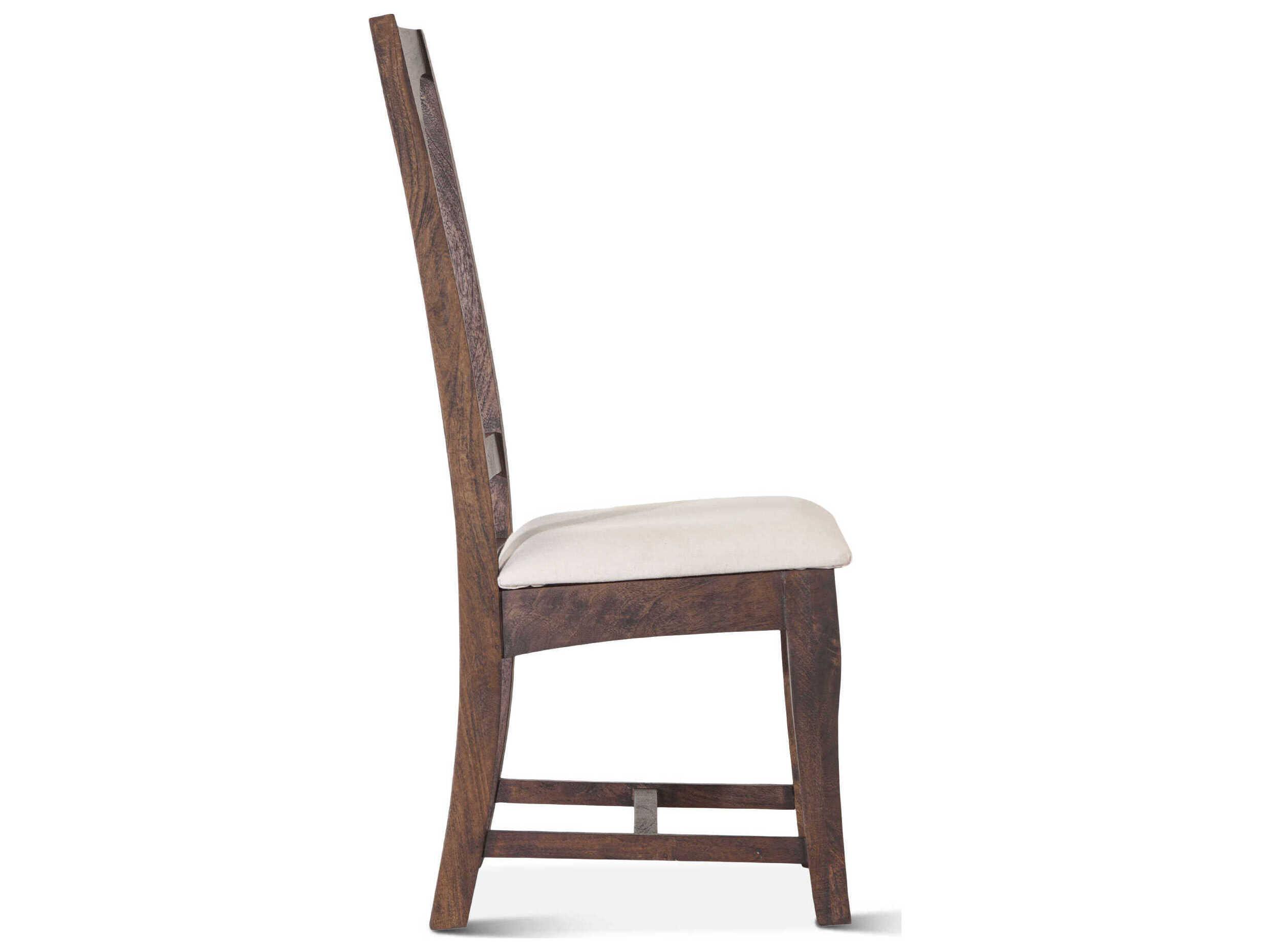 World Interiors Toulon Mango Wood Brown Upholstered Side Dining Chair