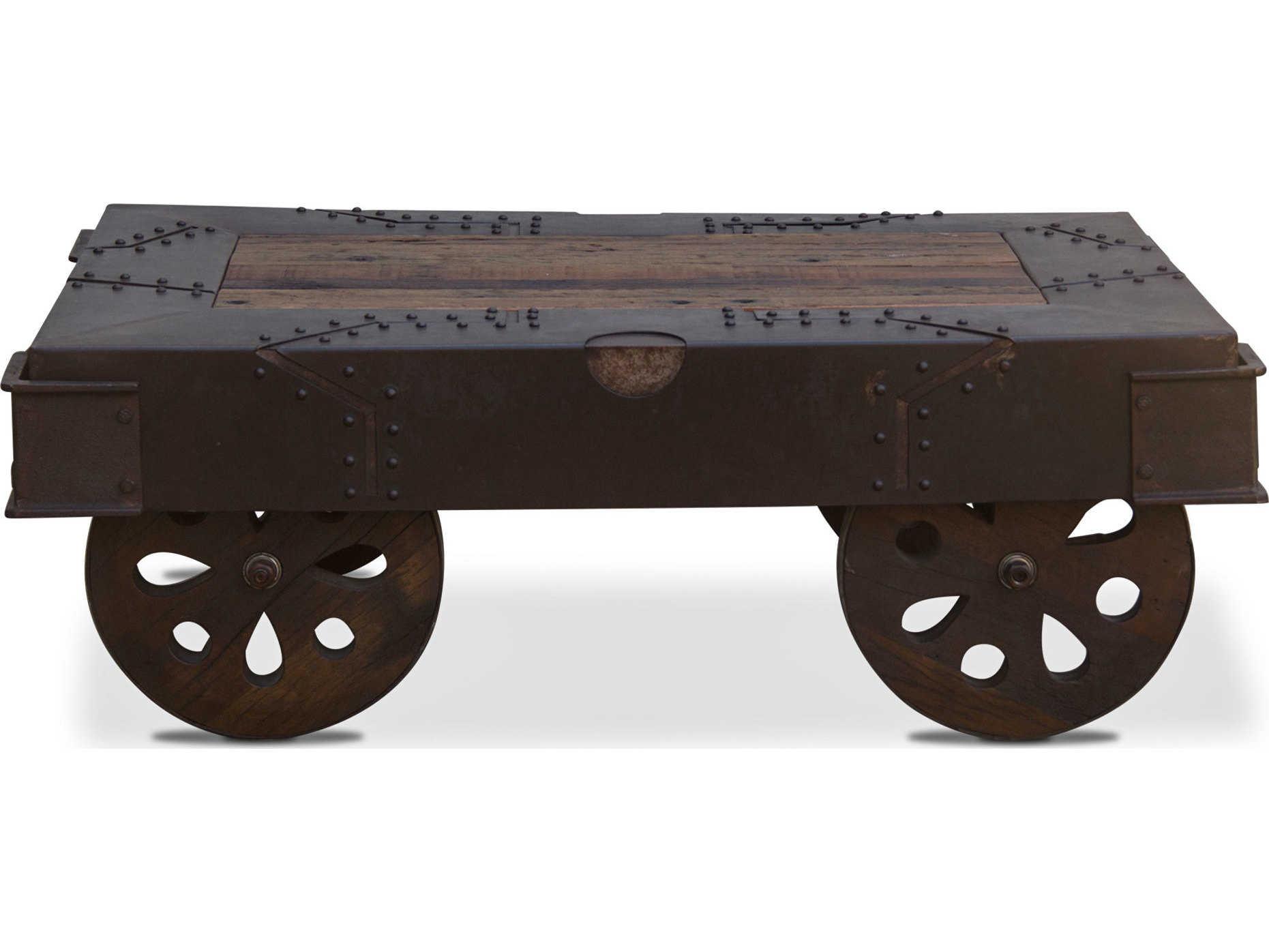 World Interiors Sterling Rectangular Wood Antique Rust Coffee Table