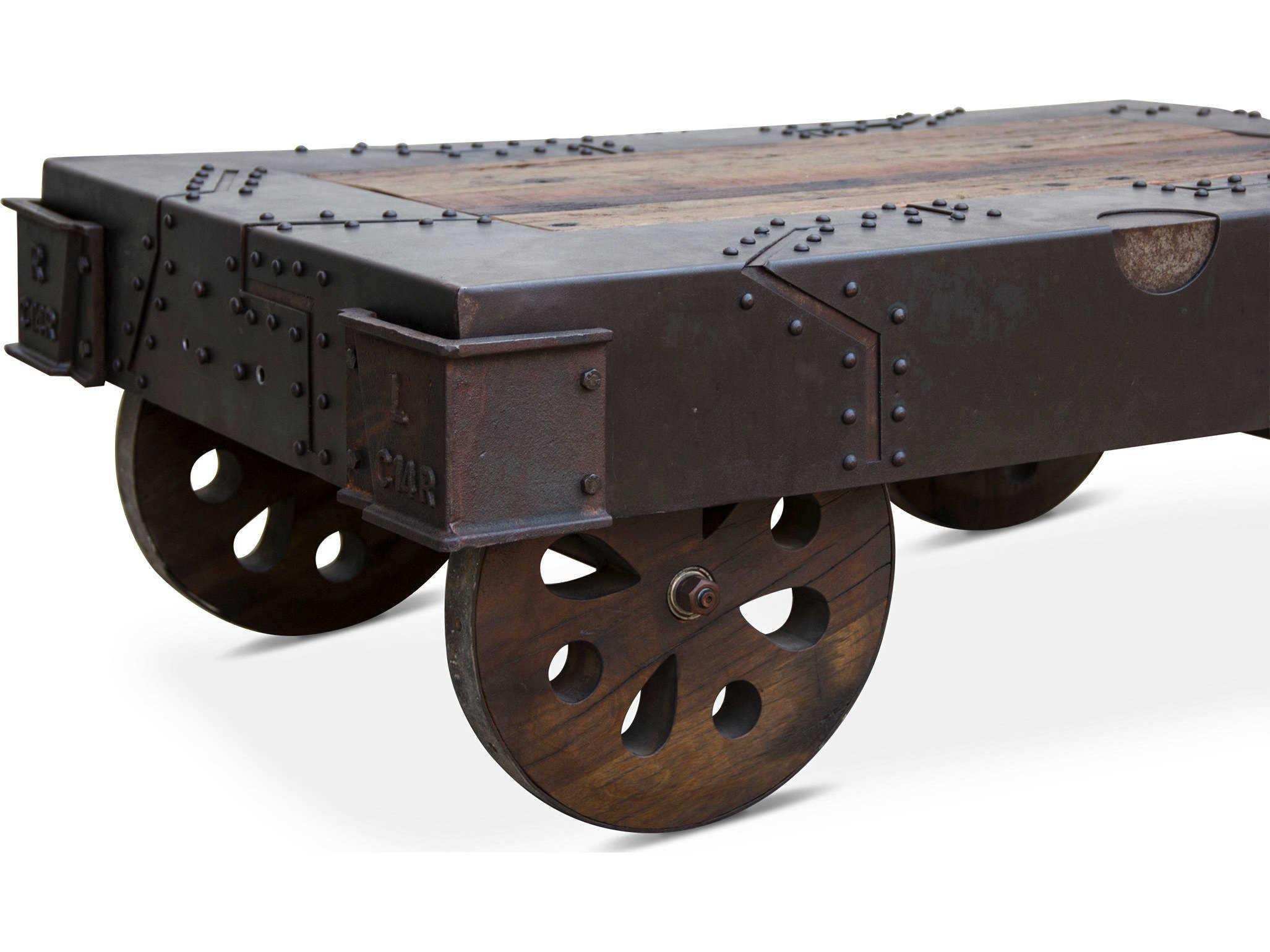 World Interiors Sterling Rectangular Wood Antique Rust Coffee Table