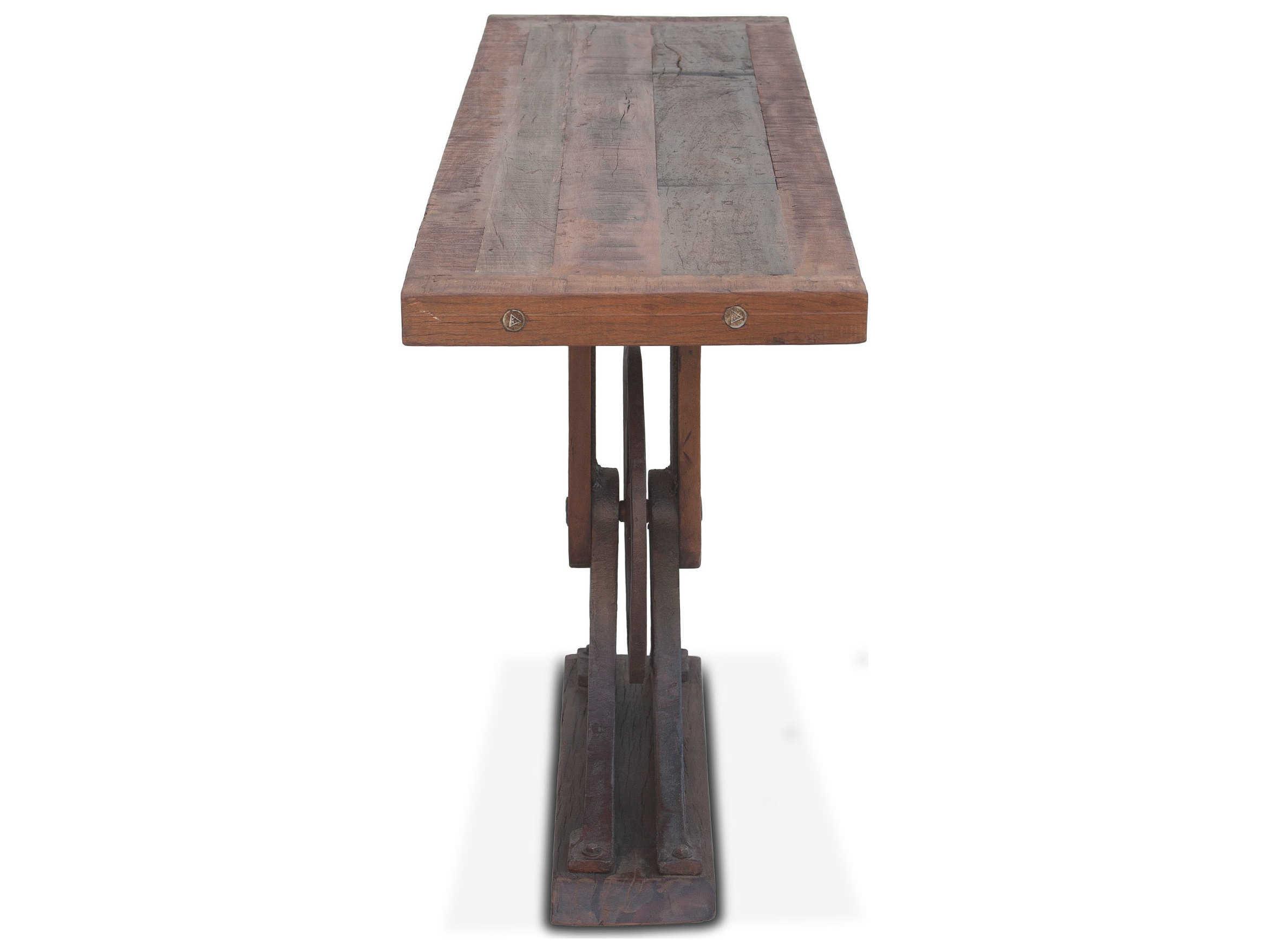 World Interiors Sterling Rectangular Wood Natural Patina Console Table