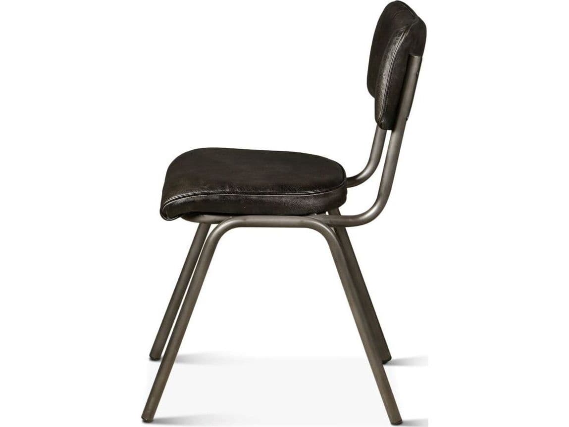 World Interiors William Black Leather Armless Dining Chair
