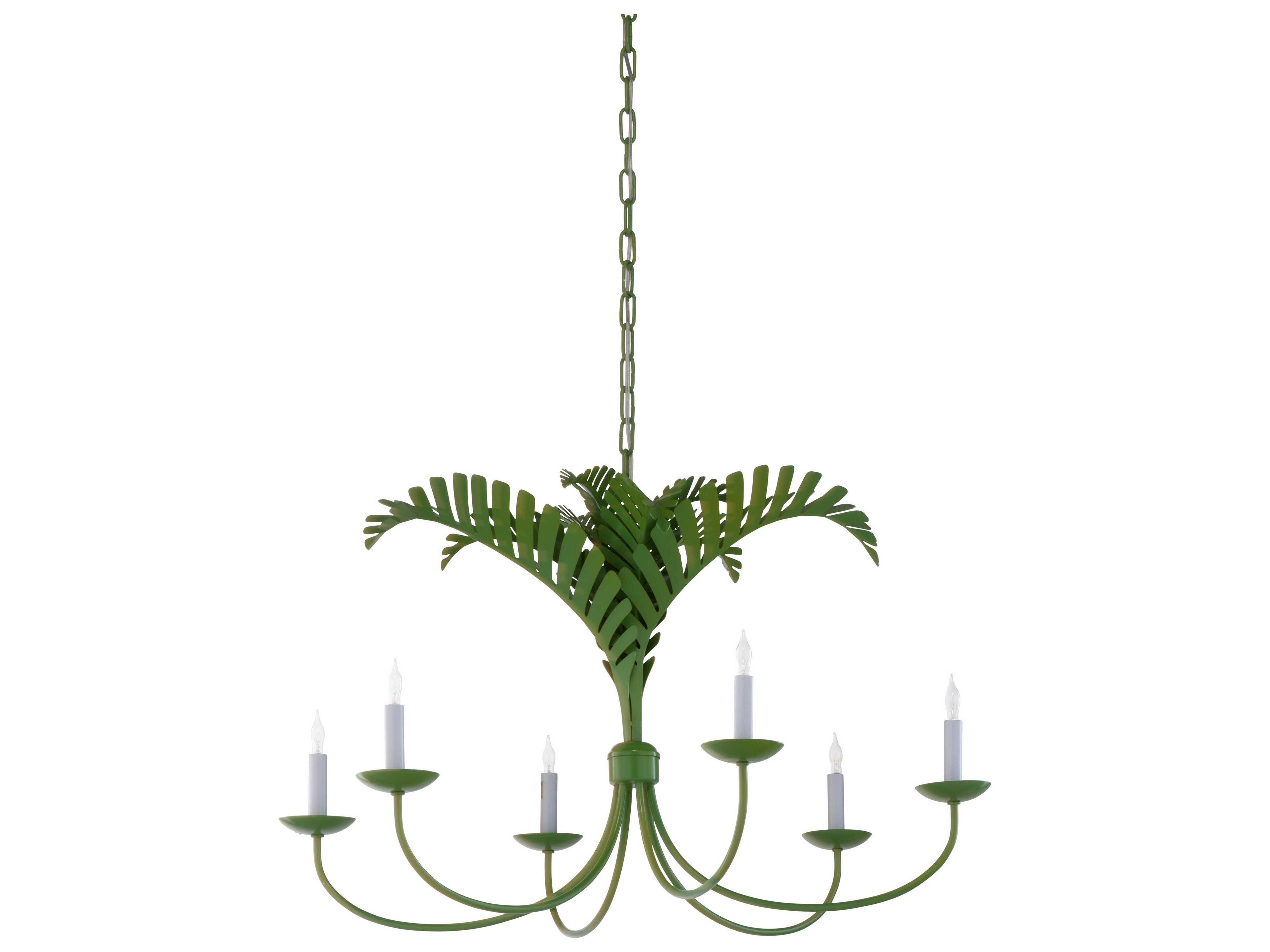 Wildwood Royal Palm 6-Light Spring Green Candelabra Chandelier