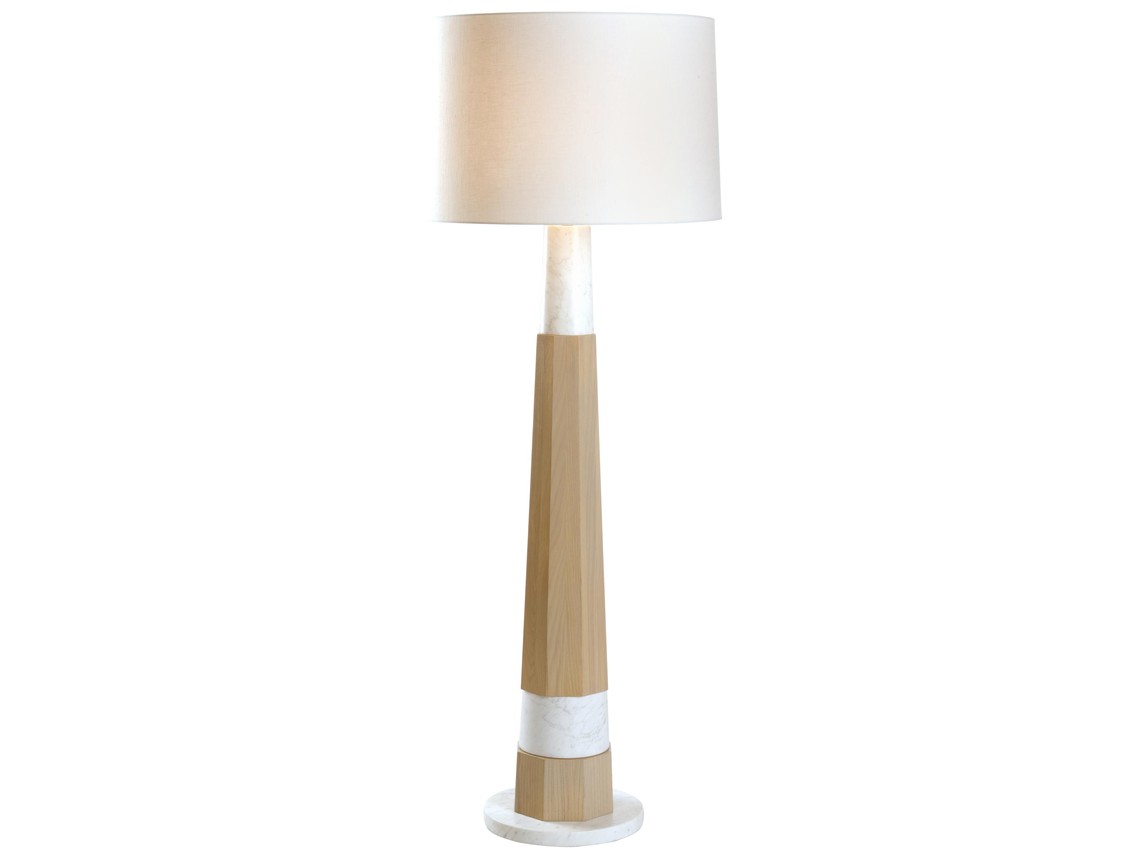 Wildwood Laurence White Oak Natural Off Linen Brown Floor Lamp