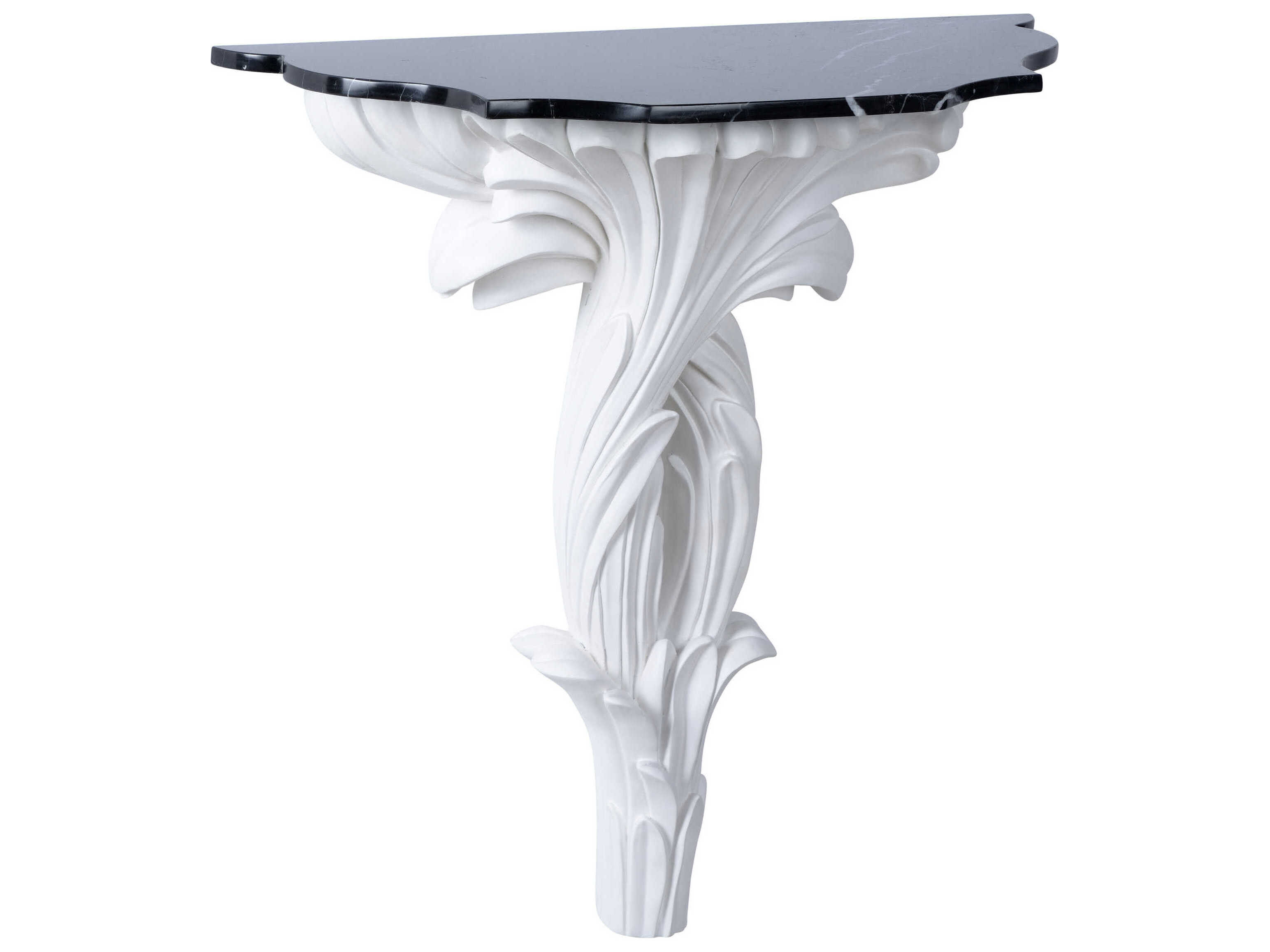 Wildwood Roche Demilune Marble White Black Console Table