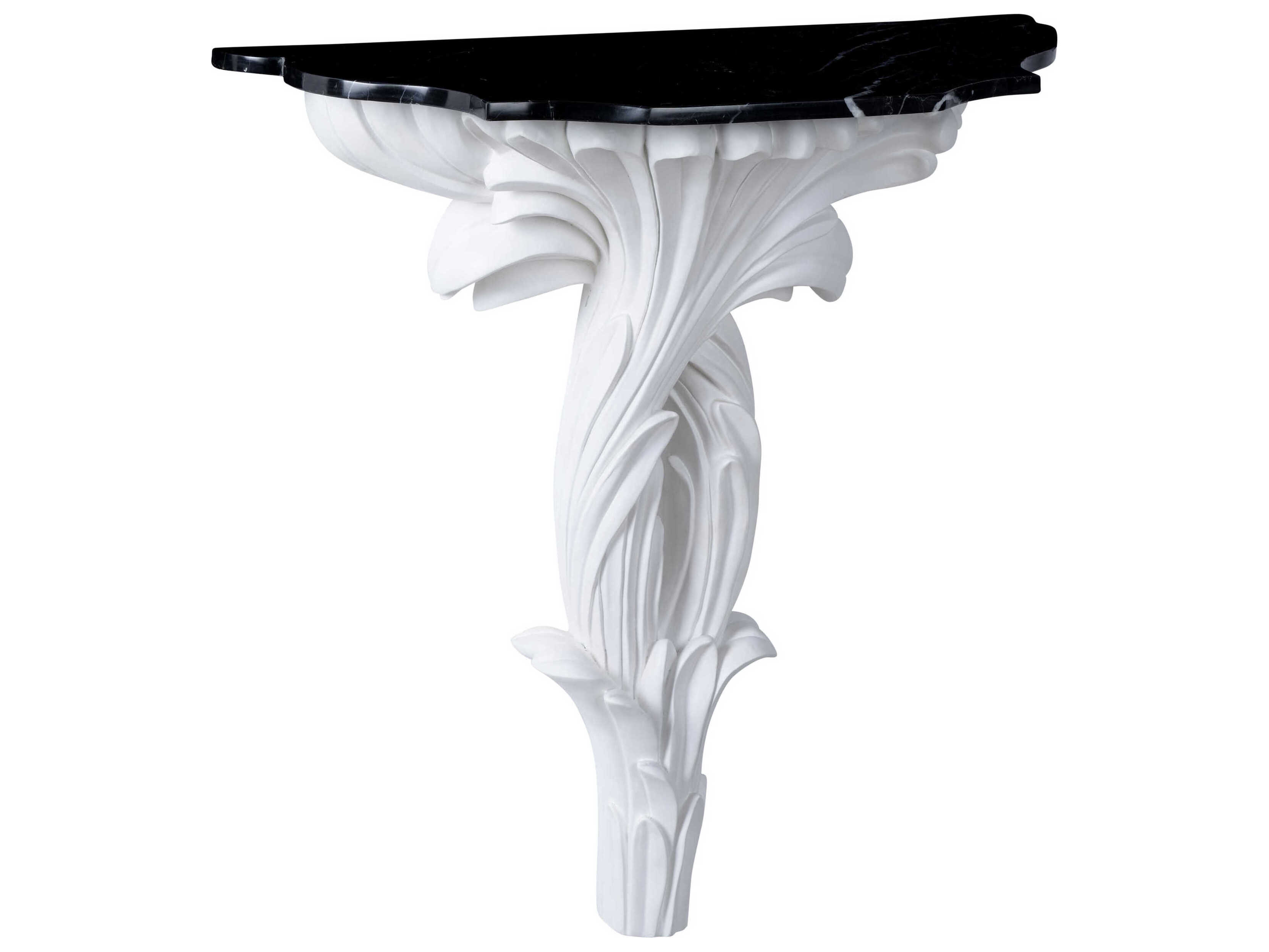 Wildwood Roche Demilune Marble White Black Console Table