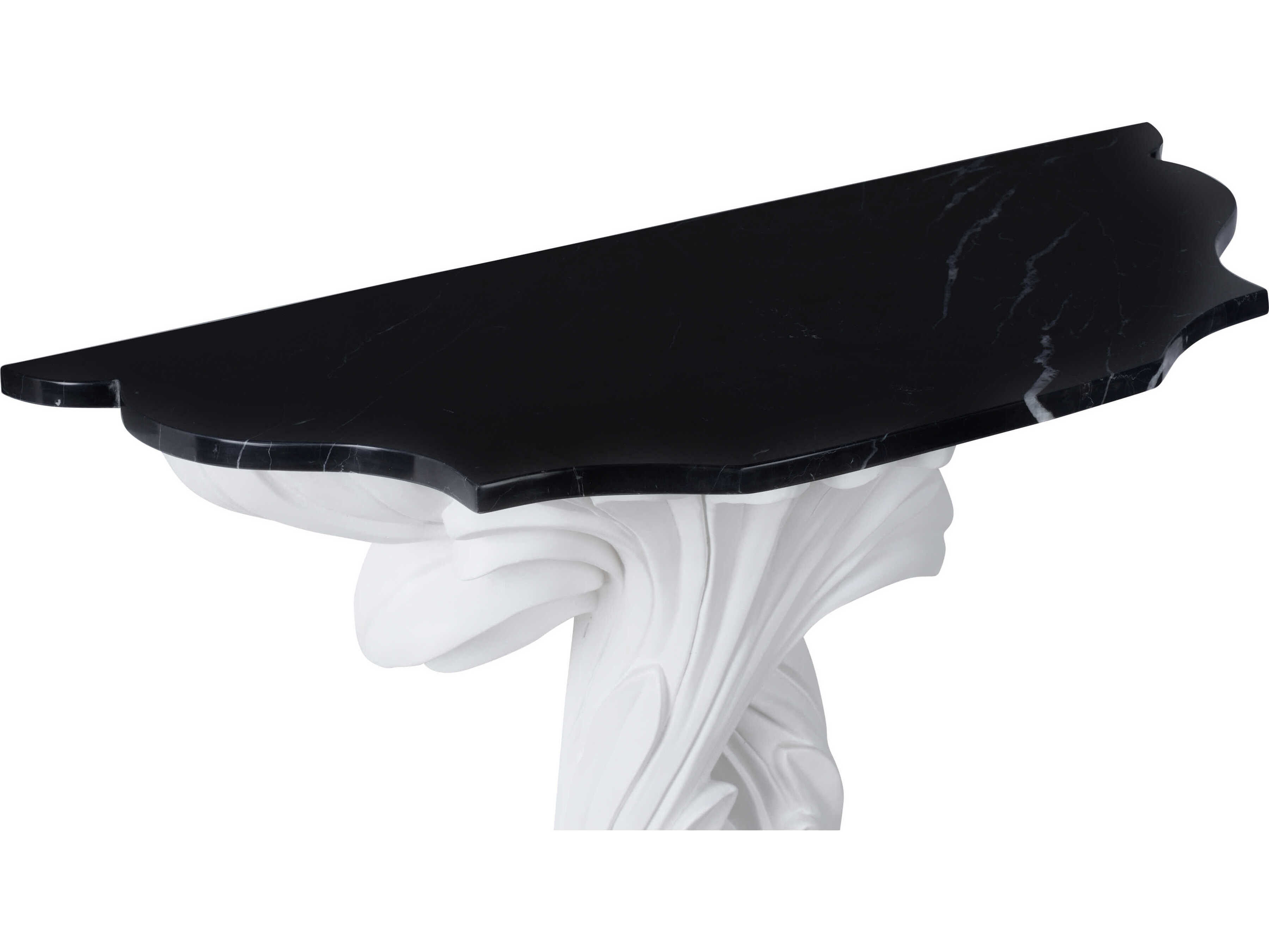 Wildwood Roche Demilune Marble White Black Console Table