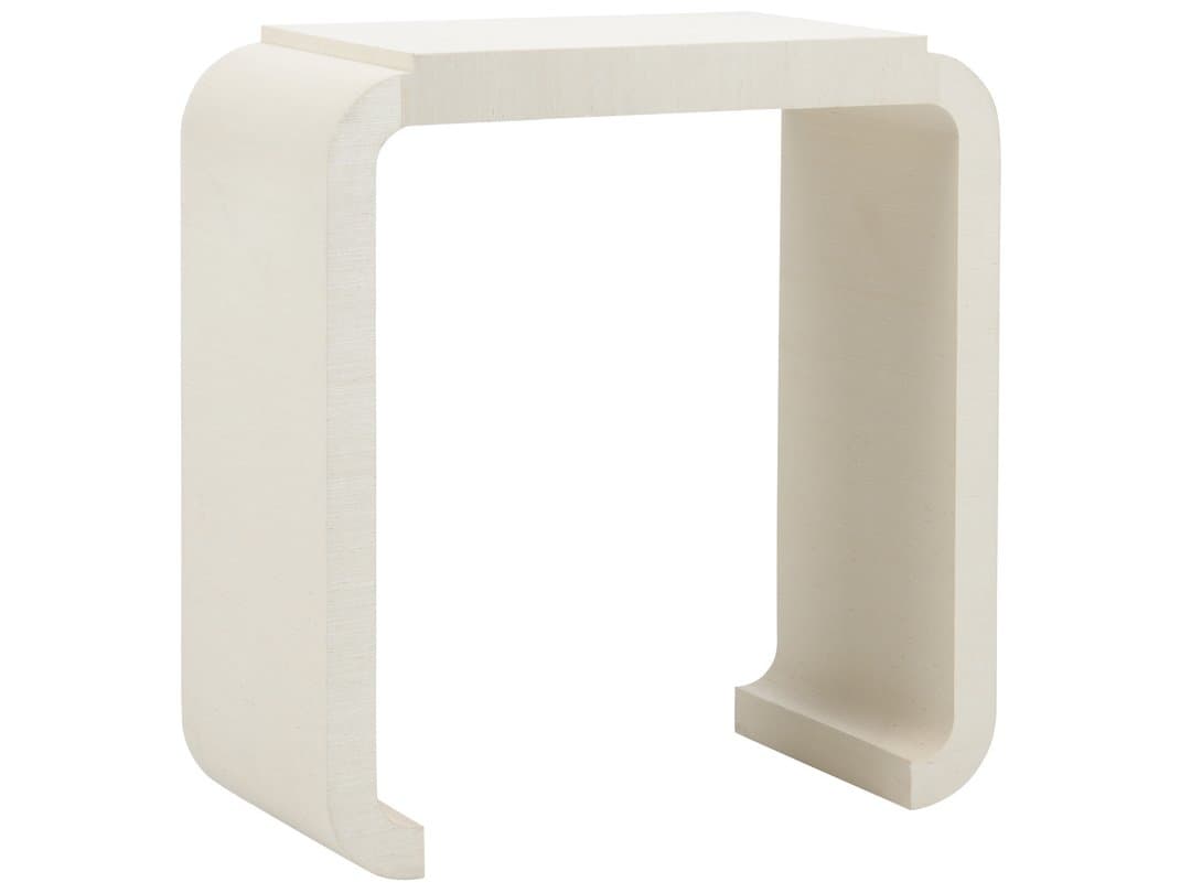 Wildwood Notched Waterfall Rectangular Fabric White Console Table